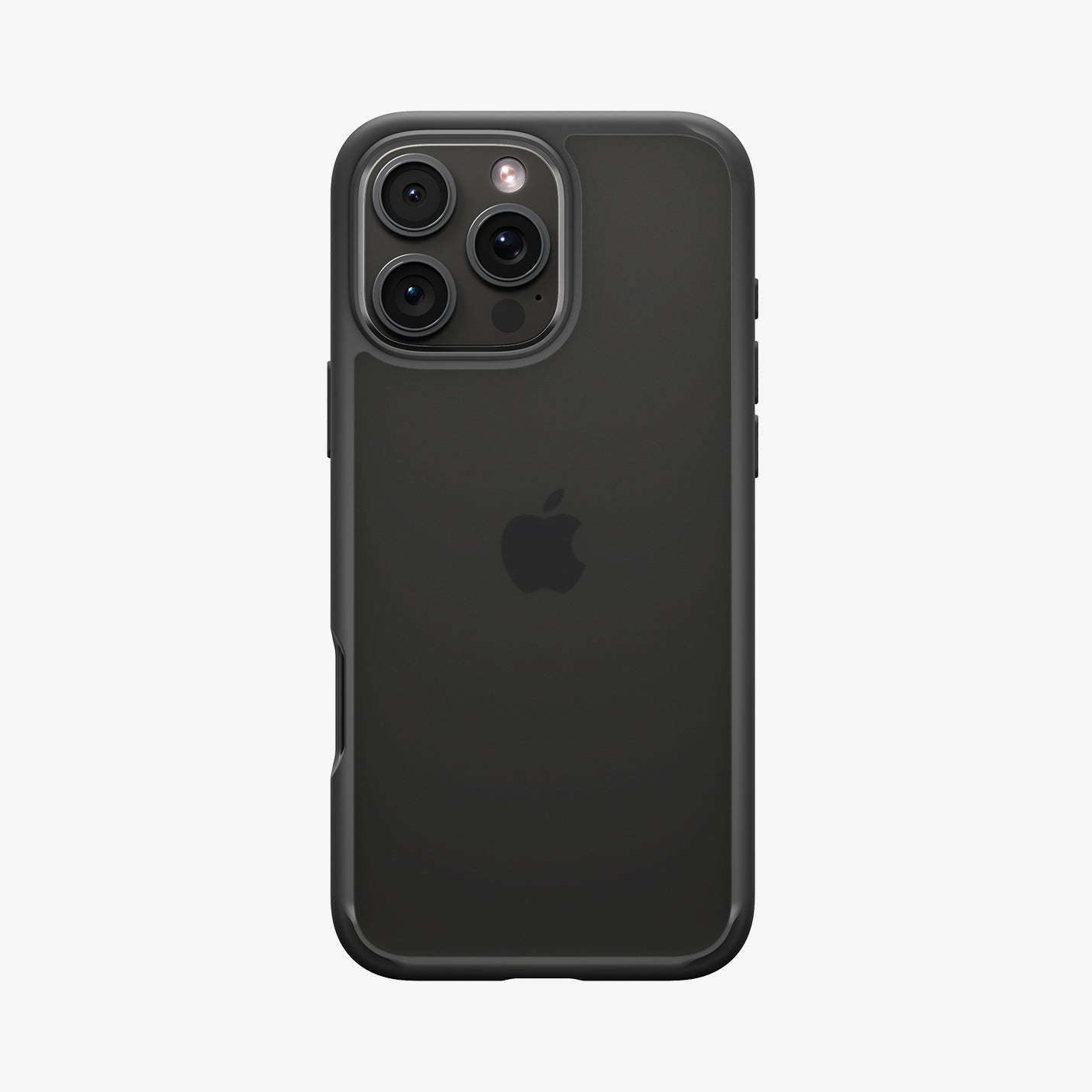 Czarne etui na telefon z trzema aparatami i logo Apple.