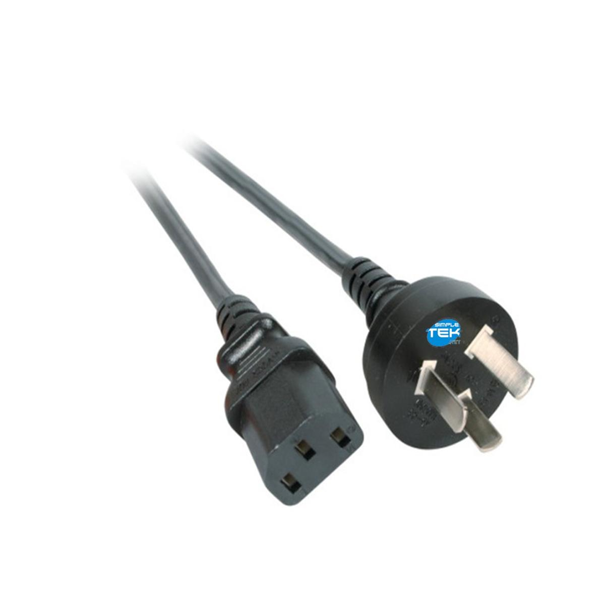 Schwarzes Netzkabel mit dreipoligem Stecker und C13-Anschluss.
