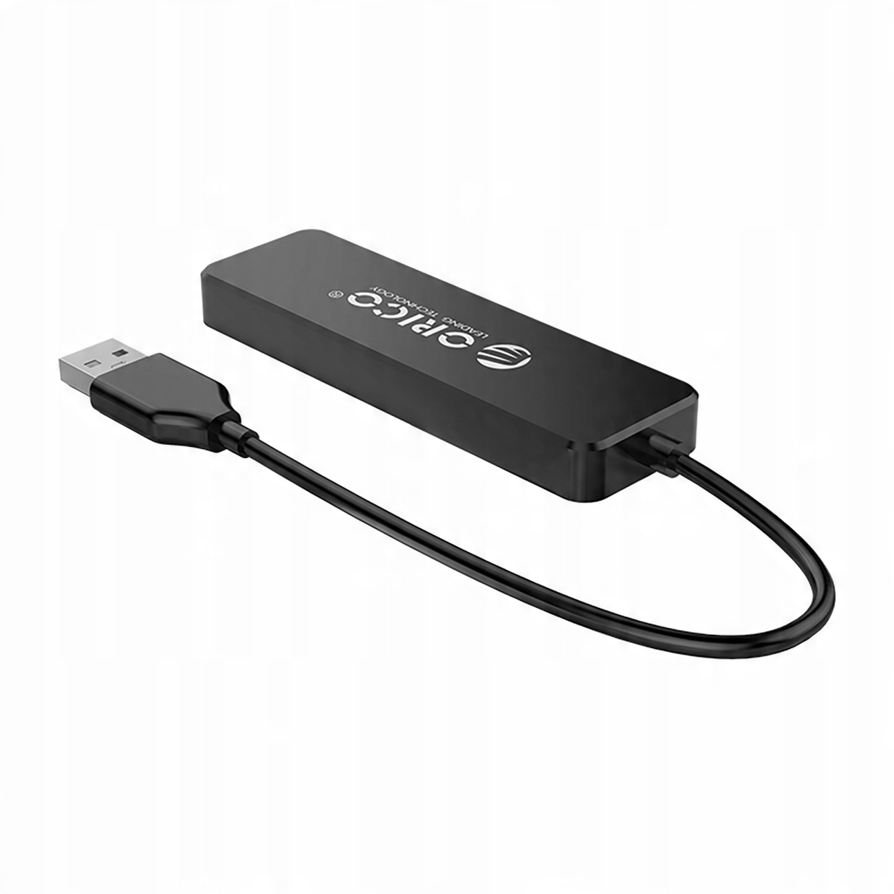 Czarny adapter USB z wtyczką USB i micro-USB.