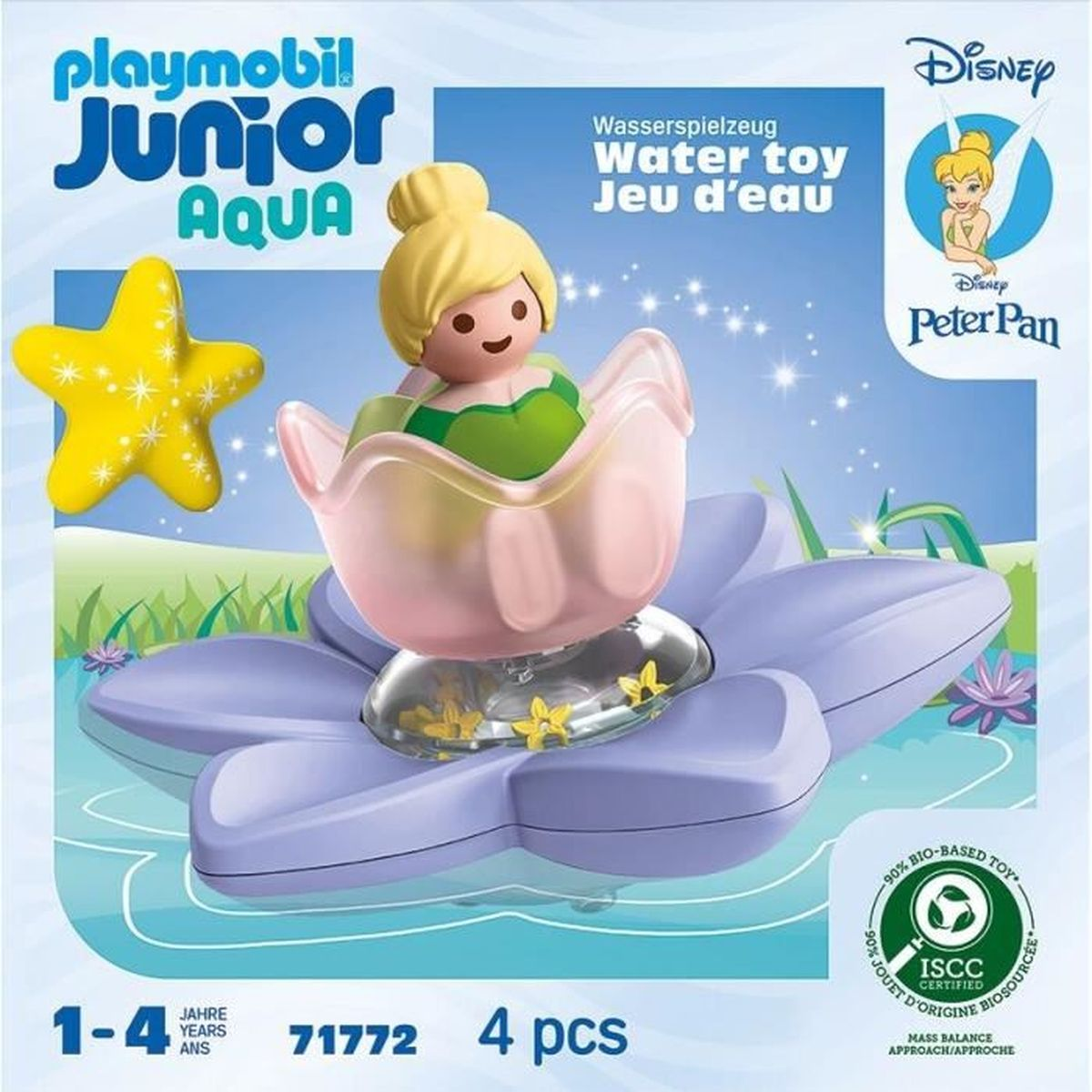Playmobil Junior Aqua set met een fee in een bloem op water en een gele ster.