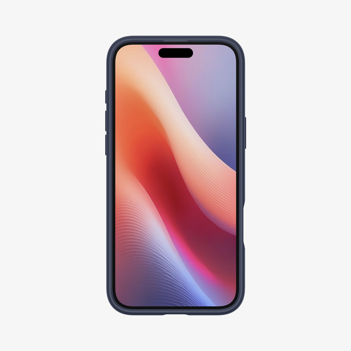 Zbliżenie iPhone'a w niebieskim etui, pokazujące ekran.