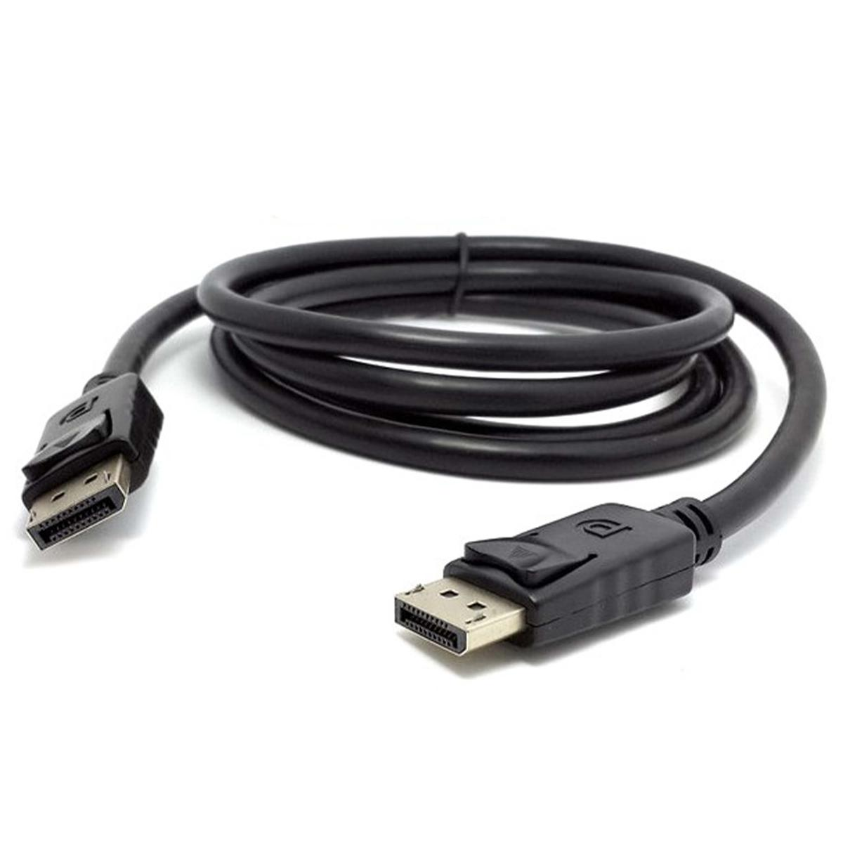 Un cavo DisplayPort nero con connettori su entrambe le estremità.