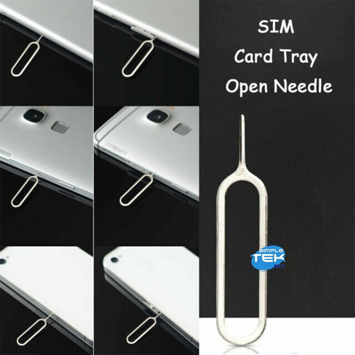 Bilder, die die SIM-Kartenfach-Öffnungsnadel und Smartphones zeigen.