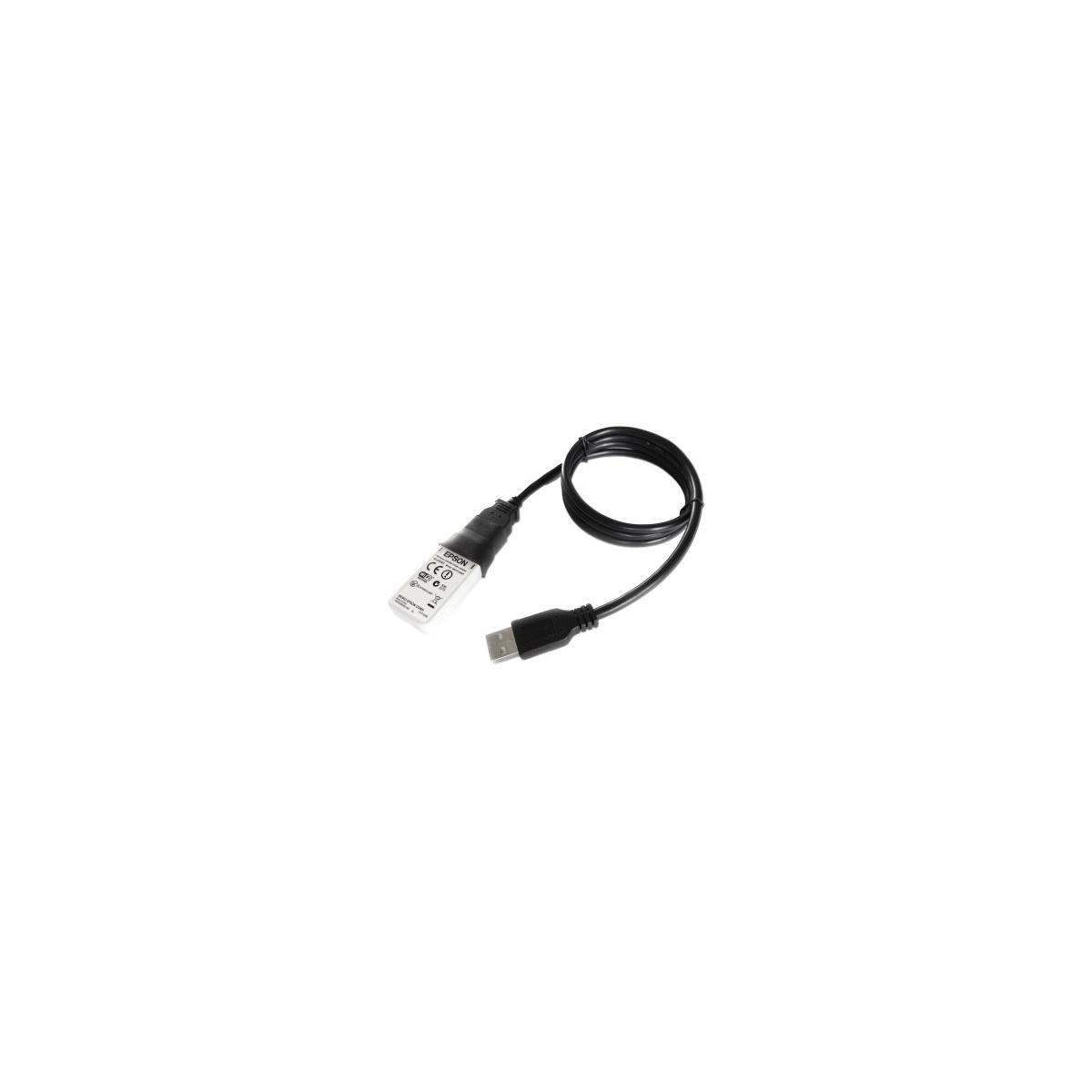 Un cavo USB nero con un connettore USB-C a un'estremità e un connettore più piccolo all'altra.