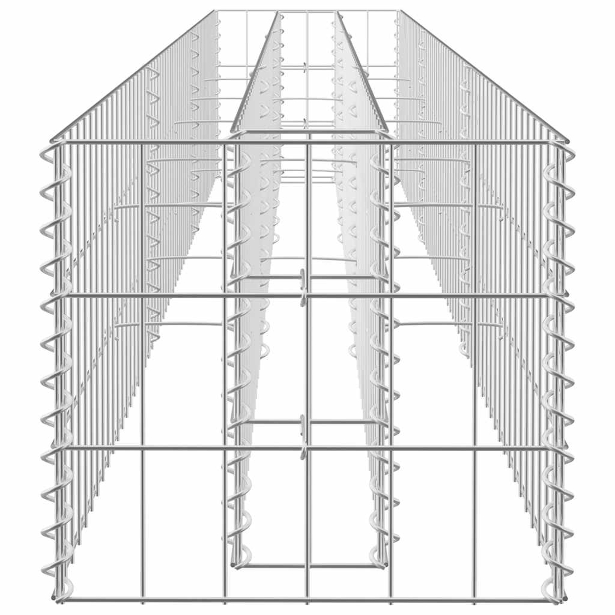 Metall-Gabionendrahtstruktur. Weißer Hintergrund.