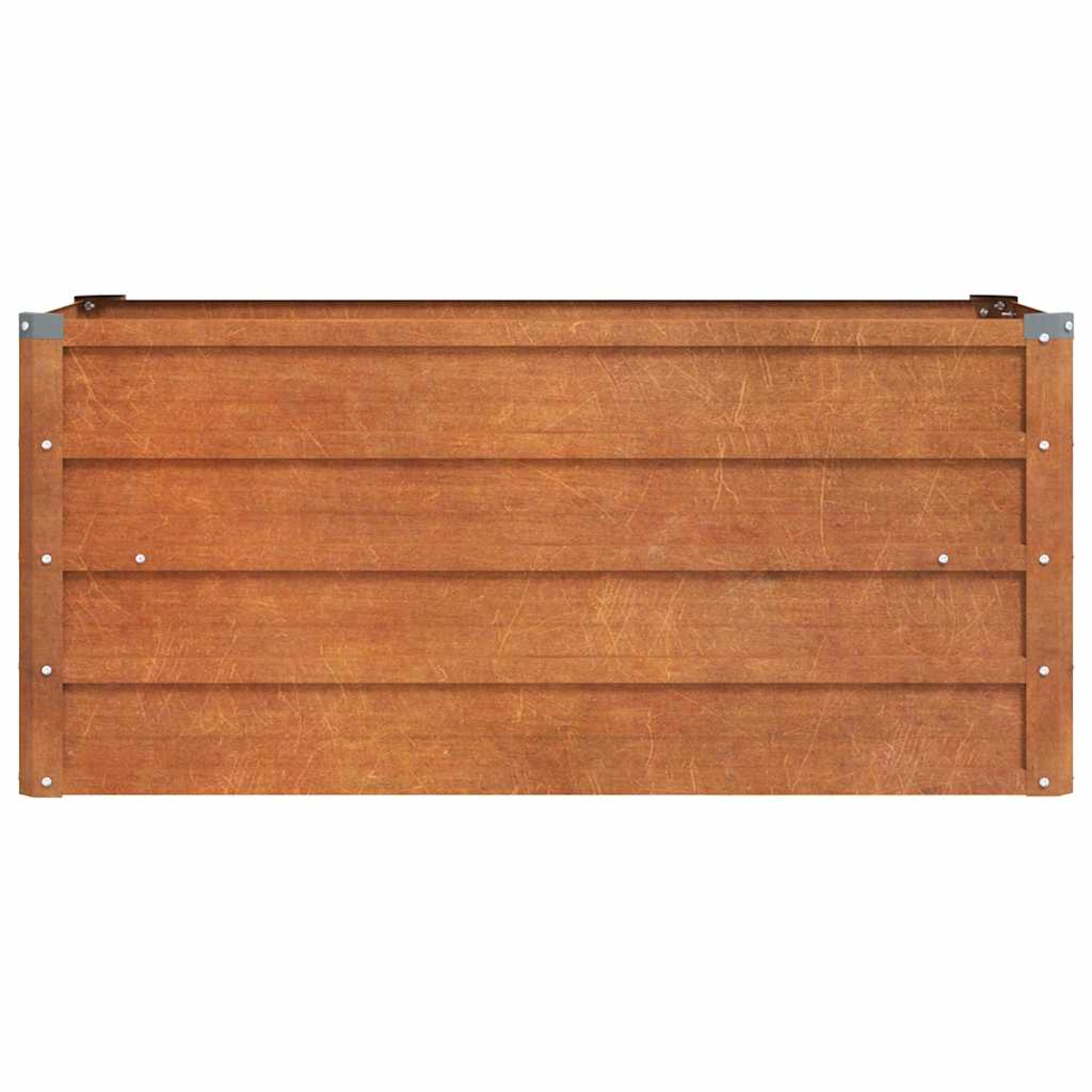 Holzbretter mit Metallecken, Draufsicht.