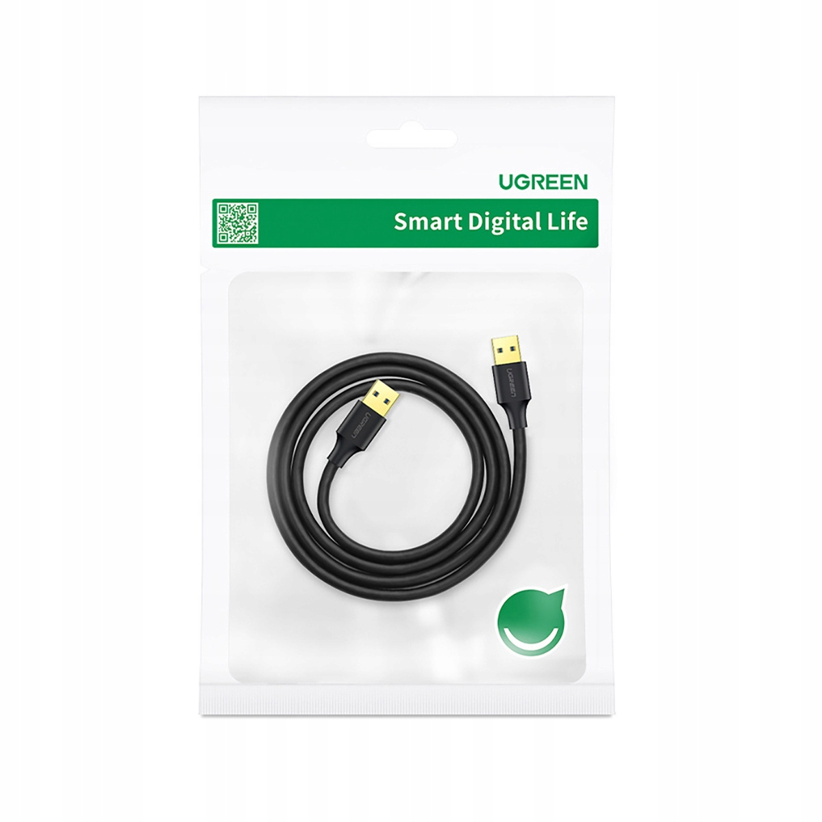 Kabel USB UGREEN w zamkniętym plastikowym opakowaniu. Opakowanie ma logo UGREEN.
