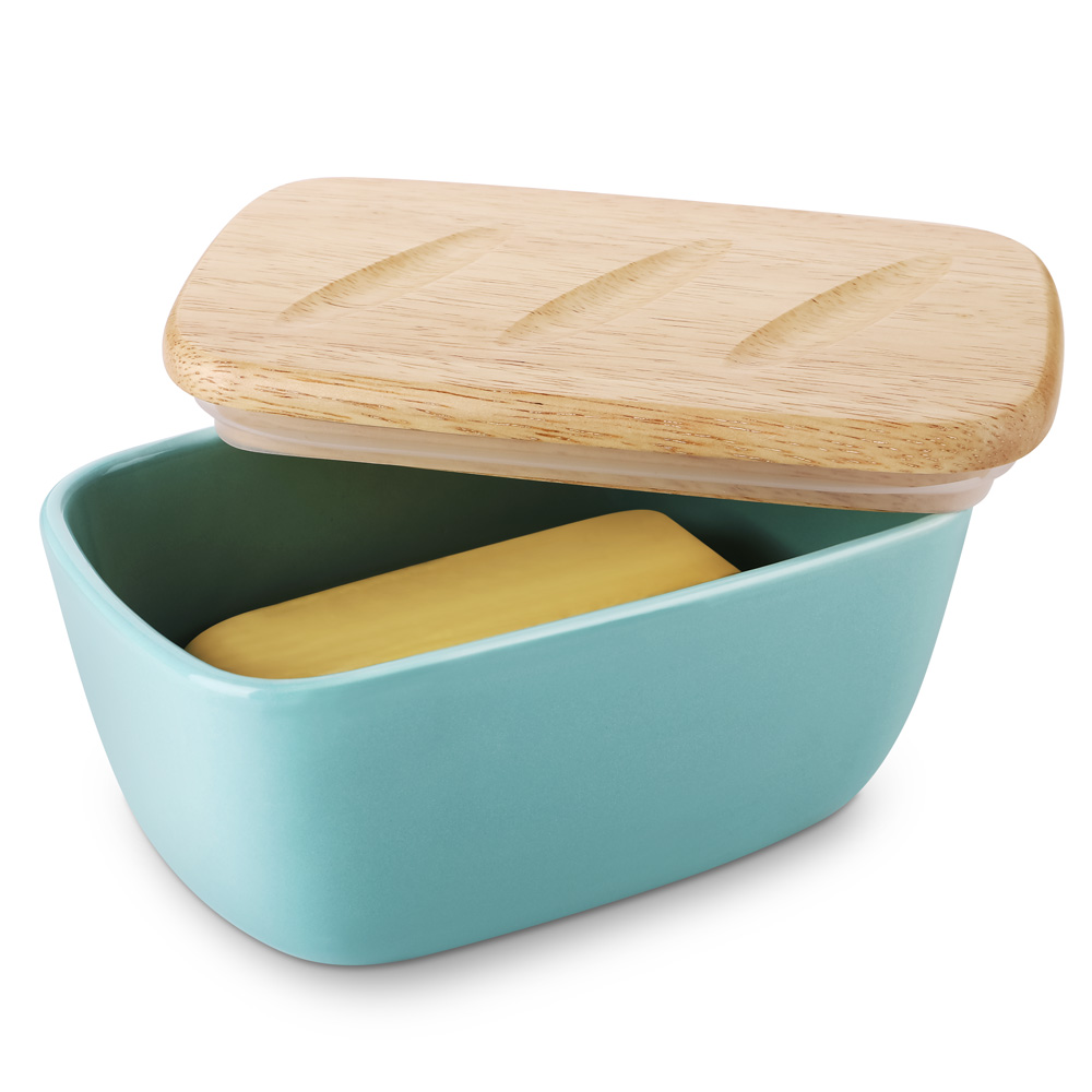 Resomoo Butterdose Mit Glasdeckel – Rutschfeste Bambusbasis, BPA-frei, 17,8x12,9x9,9 Cm