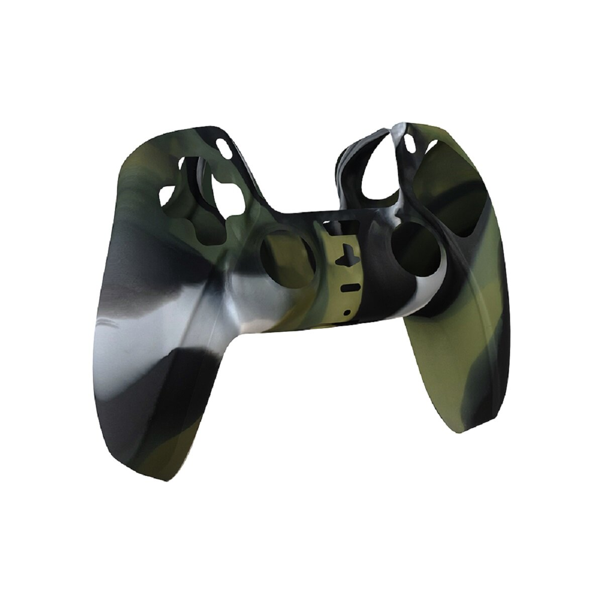Ein Camouflage-PlayStation 5-Controller-Skin wird auf einem weißen Hintergrund angezeigt.