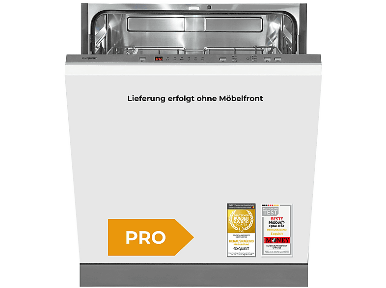 EXQUISIT EGSP6312-E-030D silber Einbaugeschirrspüler (vollintegrierbar (Besteckkorb, 598 mm breit, D)