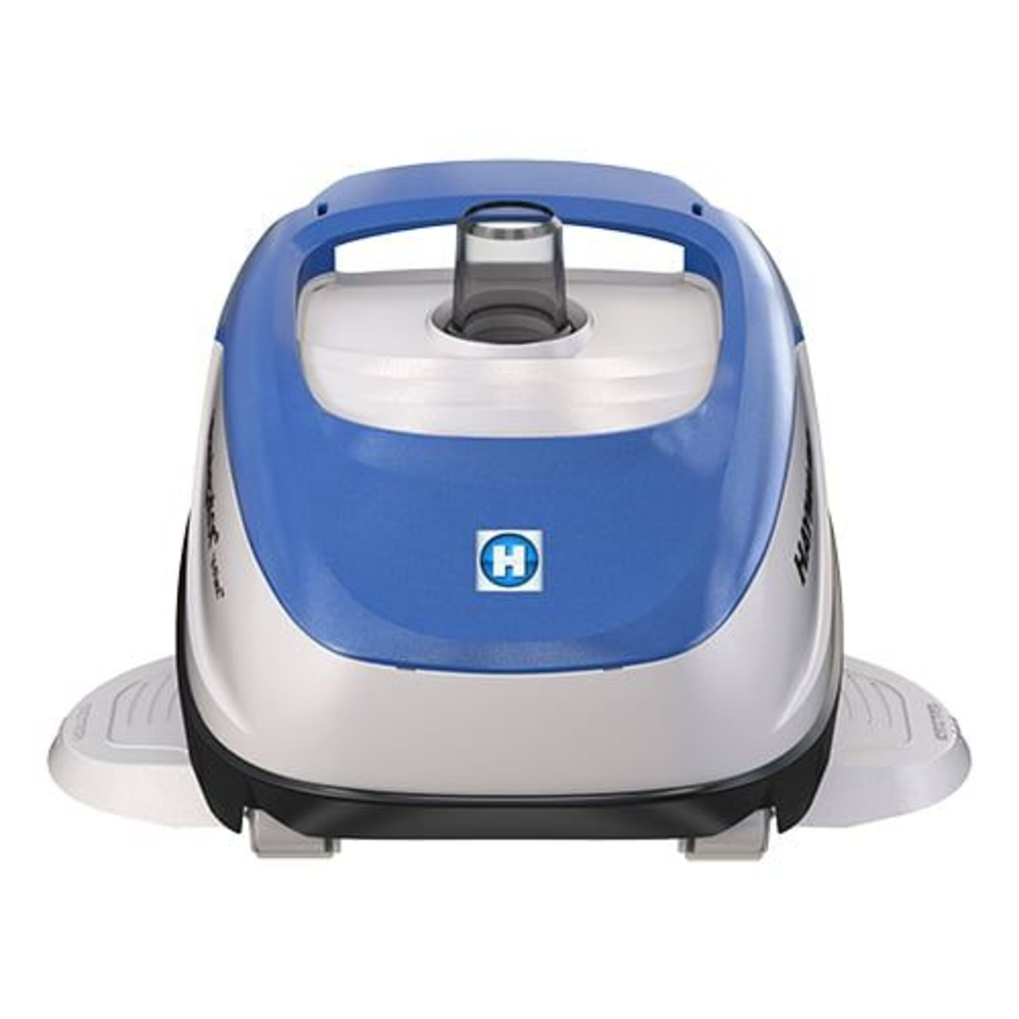 Un limpiafondos robótico azul y blanco, vista superior, con la marca Navigator en el lateral.