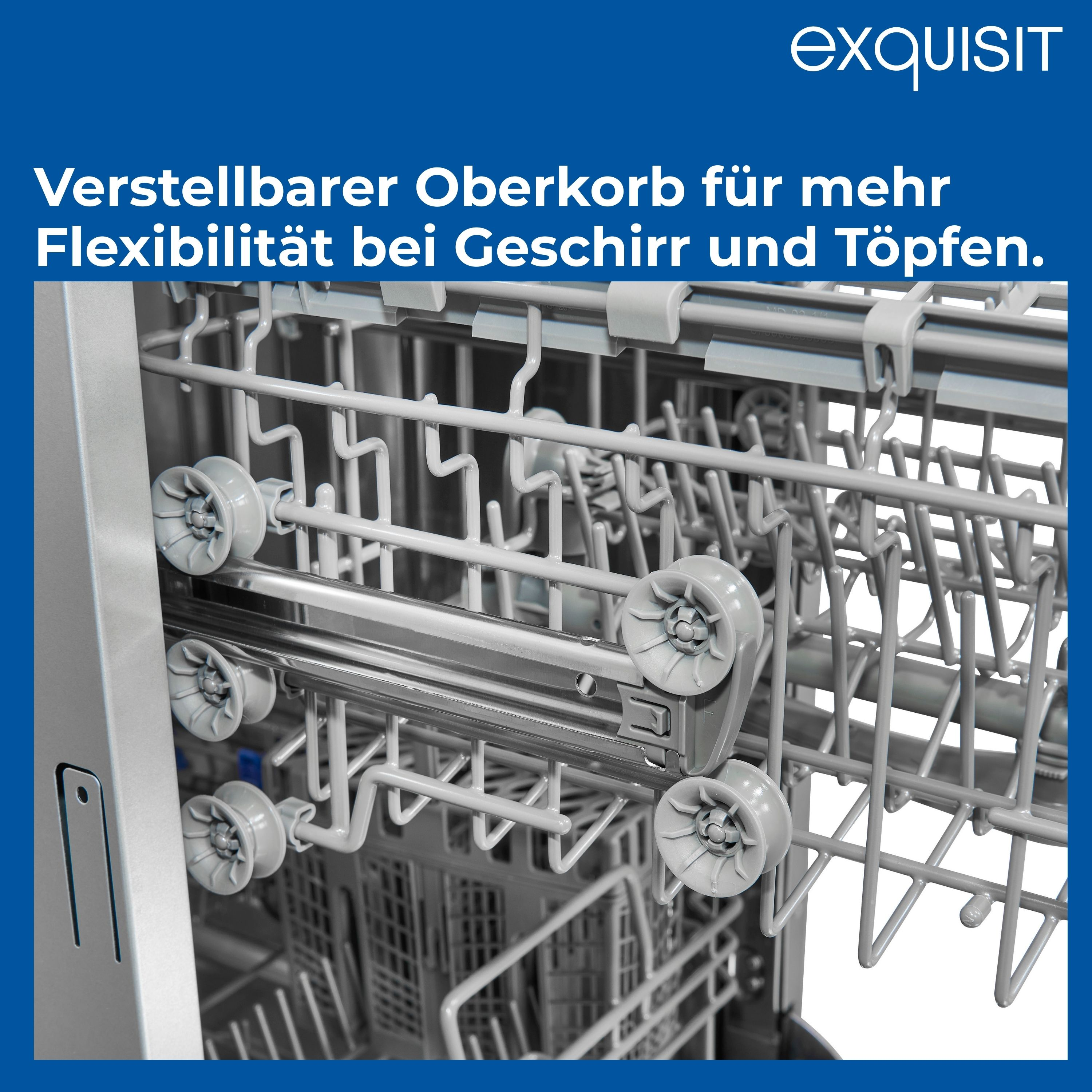 Geschirrspüler-Innenraum mit verstellbarem Oberkorb.
