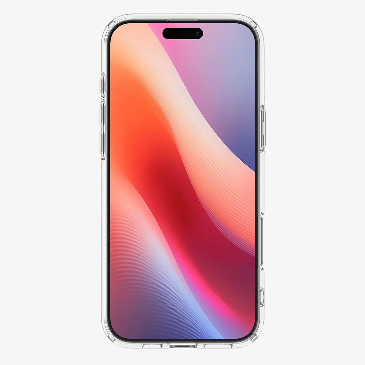 Transparente Handyhülle mit einem Telefon darin, das den Bildschirm des Telefons anzeigt.