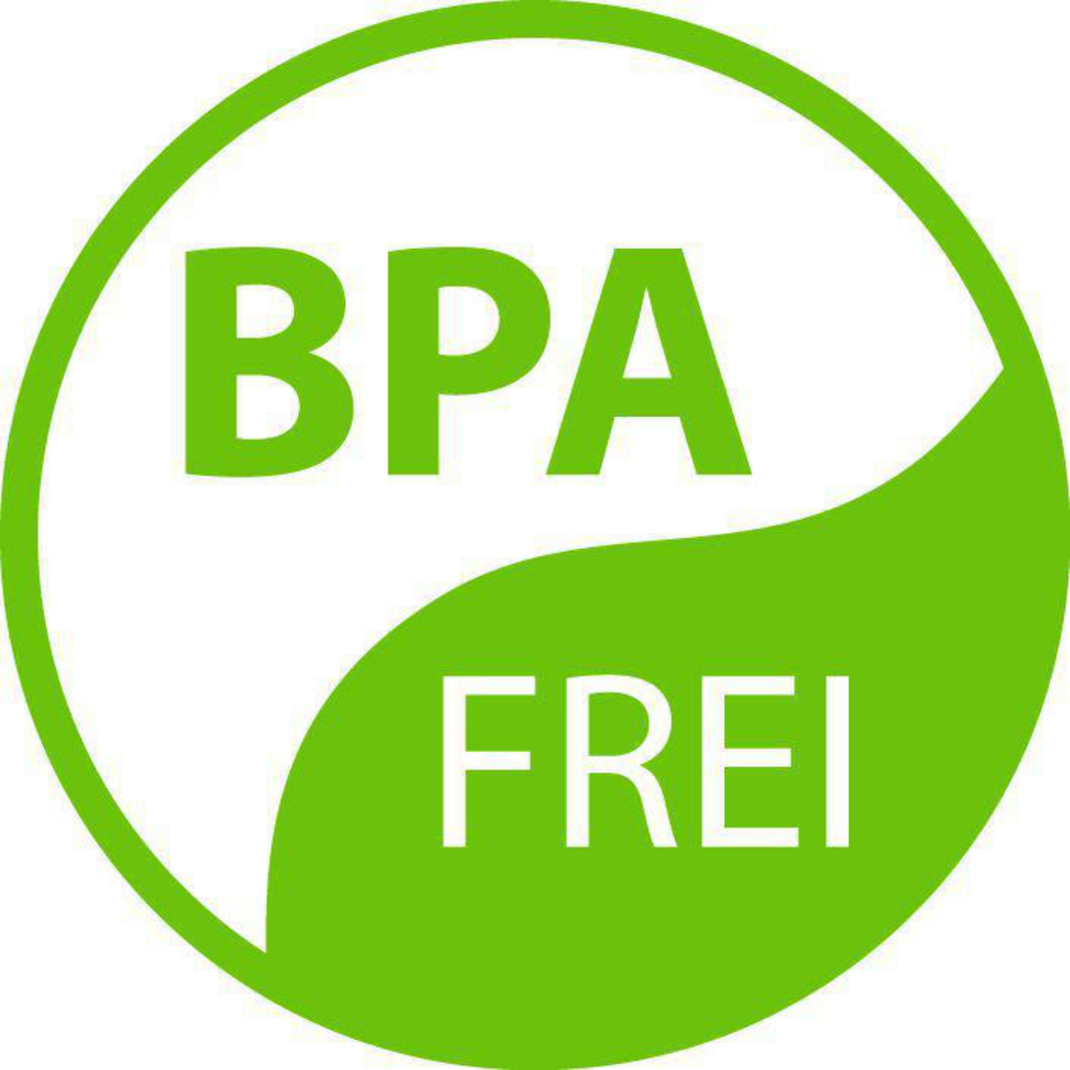Ein grüner Kreis mit den Worten BPA FREI in Weiß.