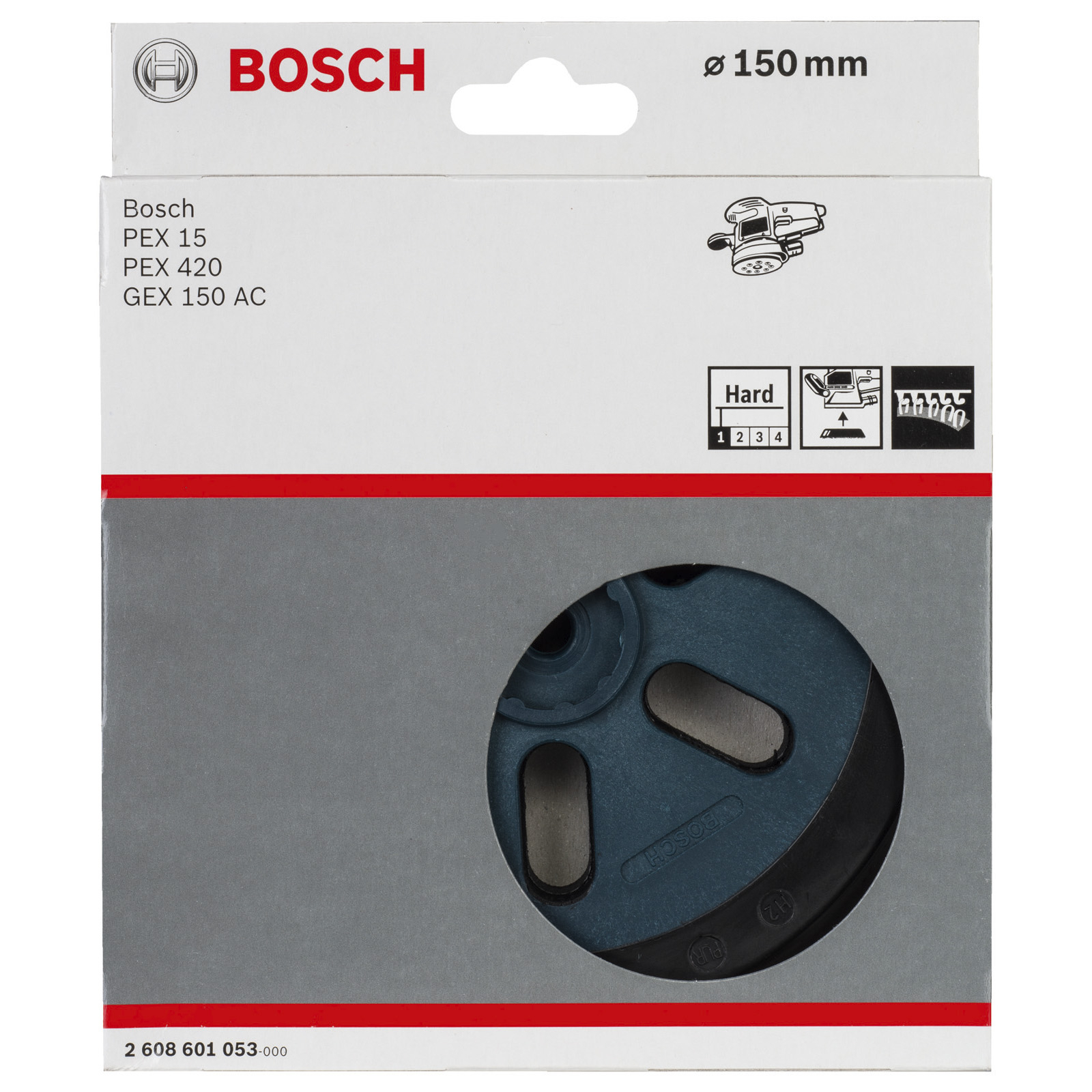 Scatola con disco abrasivo visibile, con logo Bosch e info prodotto, sfondo bianco.