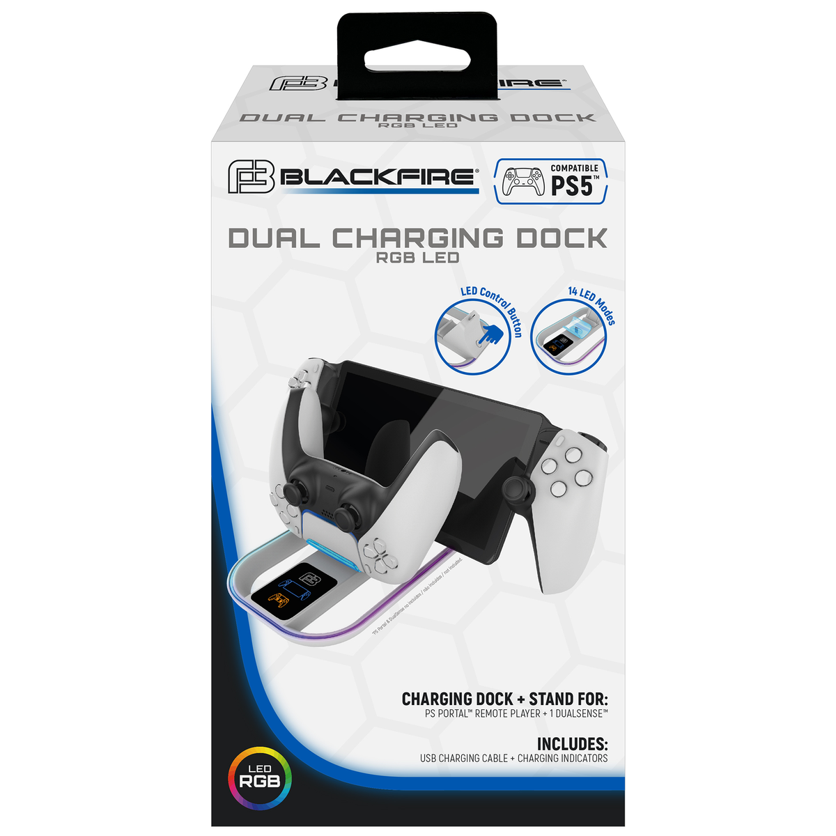 Dock di ricarica doppio per controller PS5. Design bianco e nero. Scatolato.