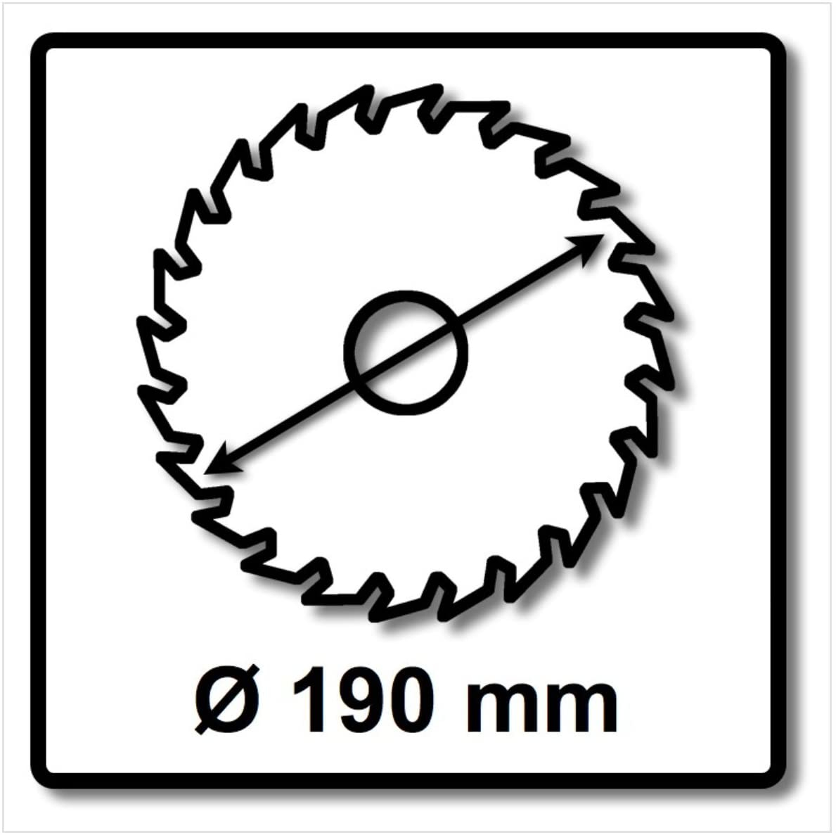 Schwarz-weißes Kreissägeblatt mit Maßangabe in mm.