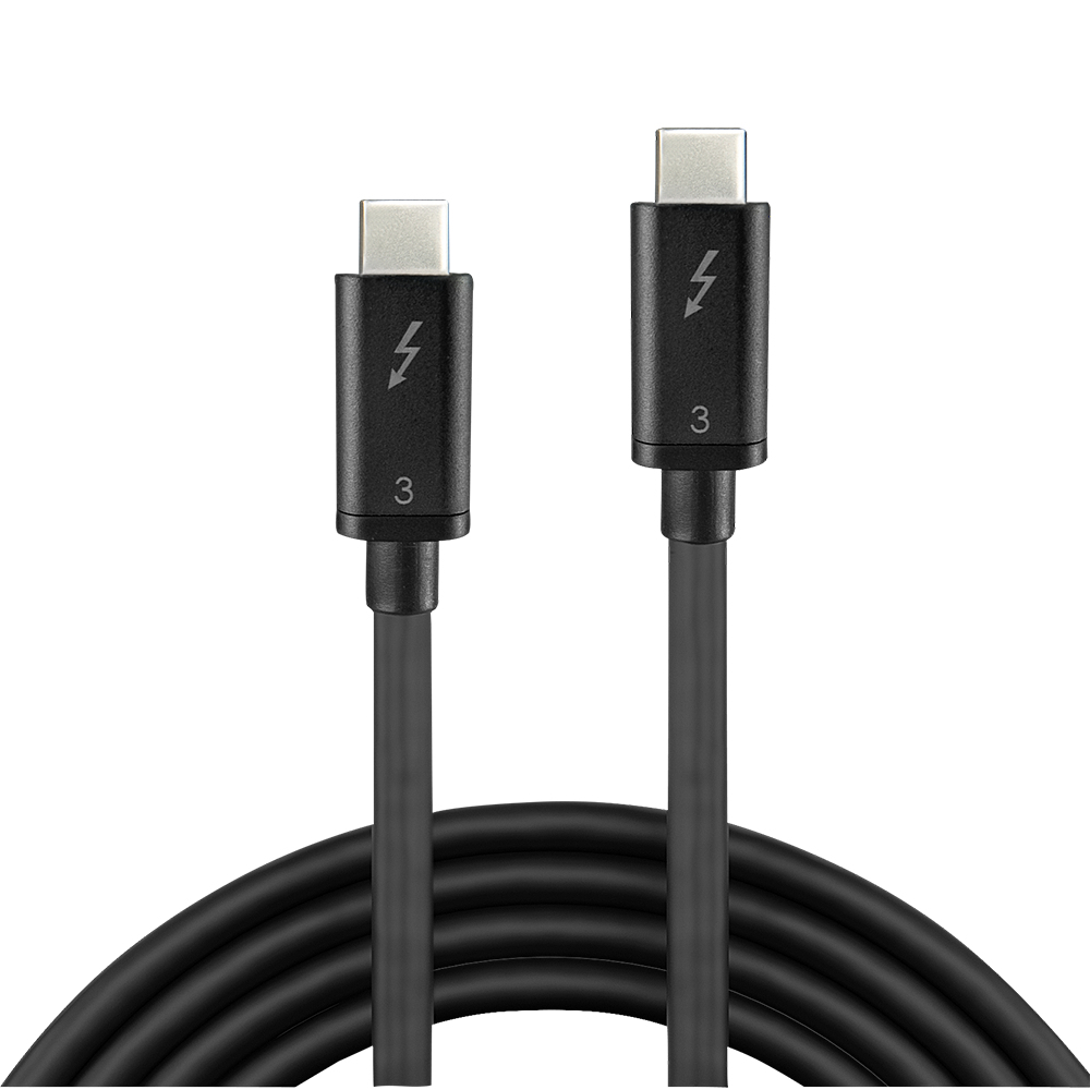 Zwei schwarze USB-C-Kabel mit Blitzsymbolen auf den Steckern, vor weißem Hintergrund.