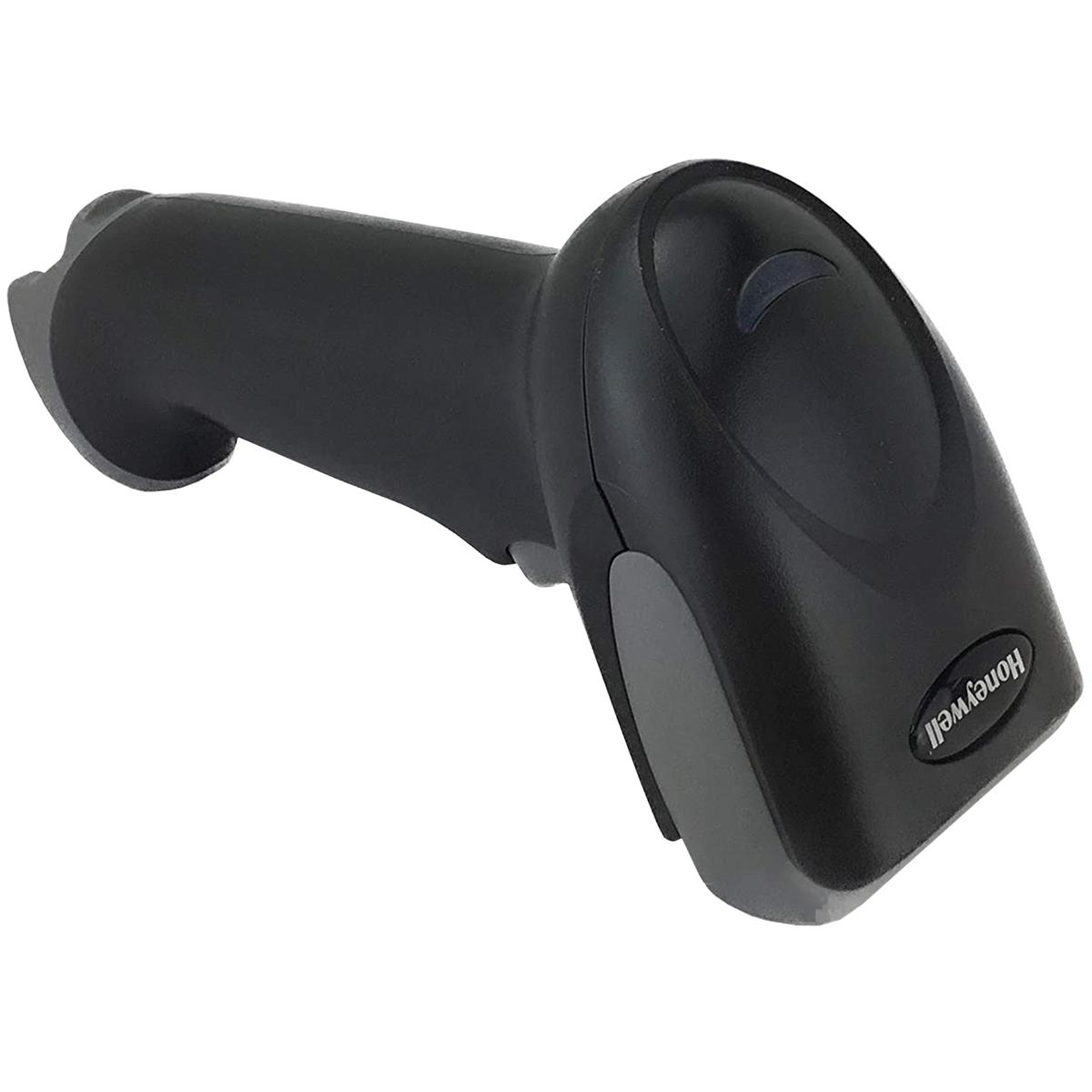 Ein schwarzer und grauer Handheld-Barcode-Scanner.
