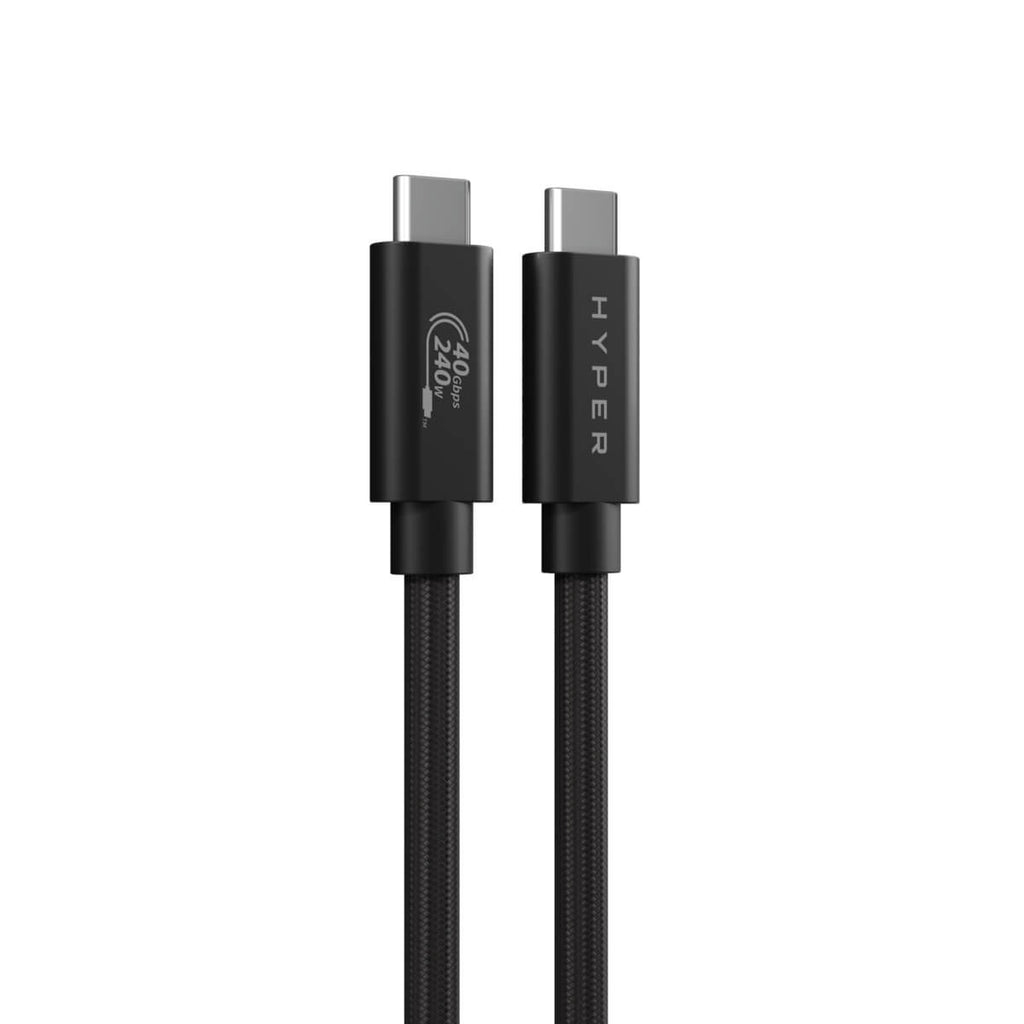 Due cavi USB-C neri, affiancati. La parola HYPER è scritta su uno dei connettori.