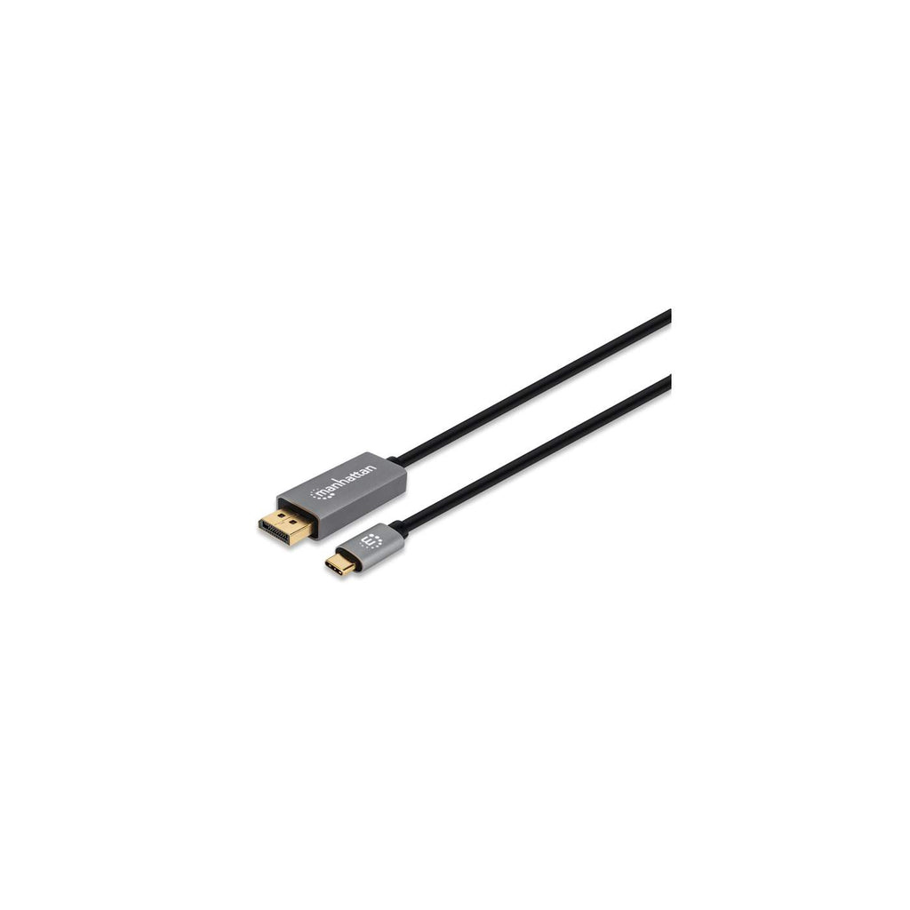 HDMI-zu-USB-C-Kabel mit Anschlüssen an jedem Ende. Das Kabel ist schwarz, vor weißem Hintergrund.