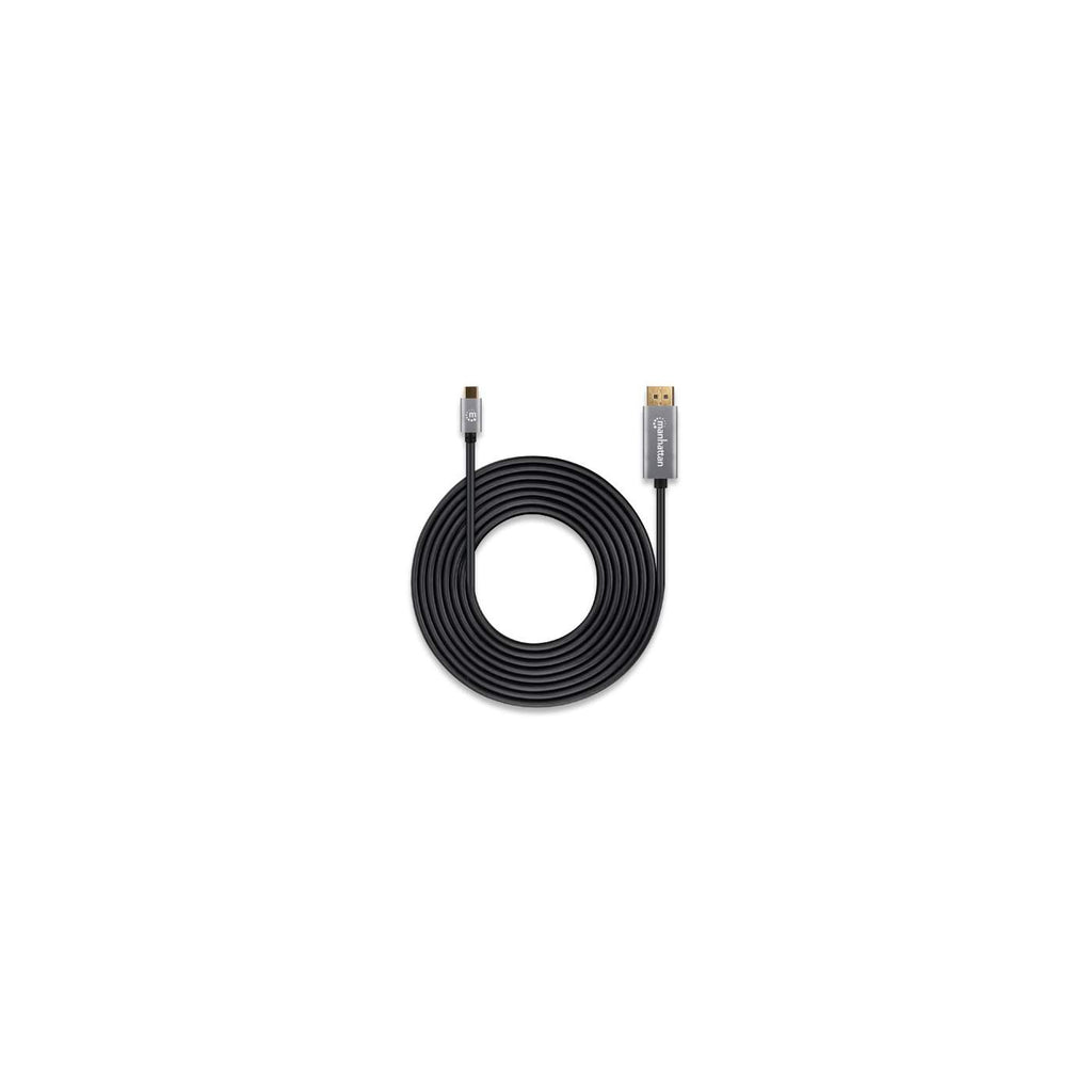 Schwarzes HDMI-Kabel, aufgerollt, mit silbernem Stecker an einem Ende.
