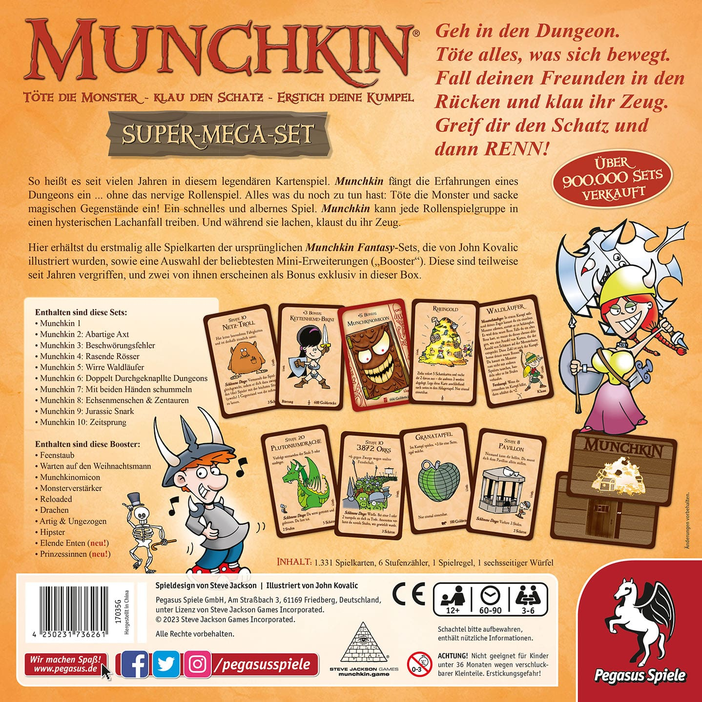 Scatola di gioco con personaggi in stile cartone animato e testo, con tema fantasy.