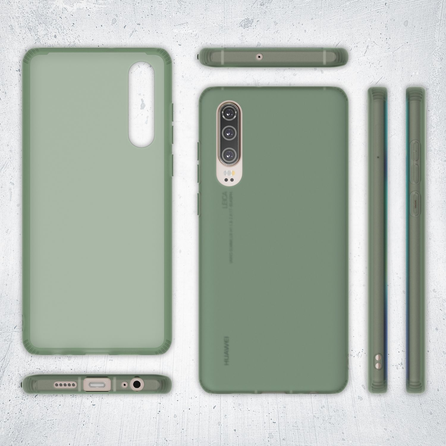 Handyhülle. Grün, matt. Mehrere Ansichten. Für ein bestimmtes Telefonmodell entworfen.