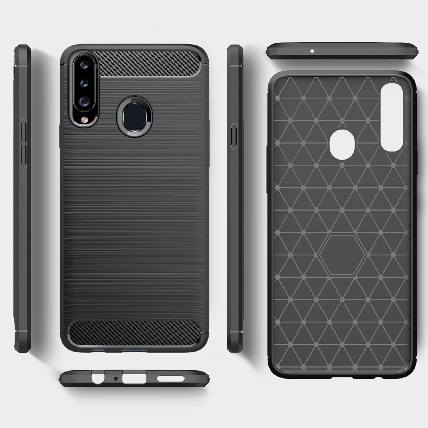 Schwarze Handyhülle mit strukturiertem Design.