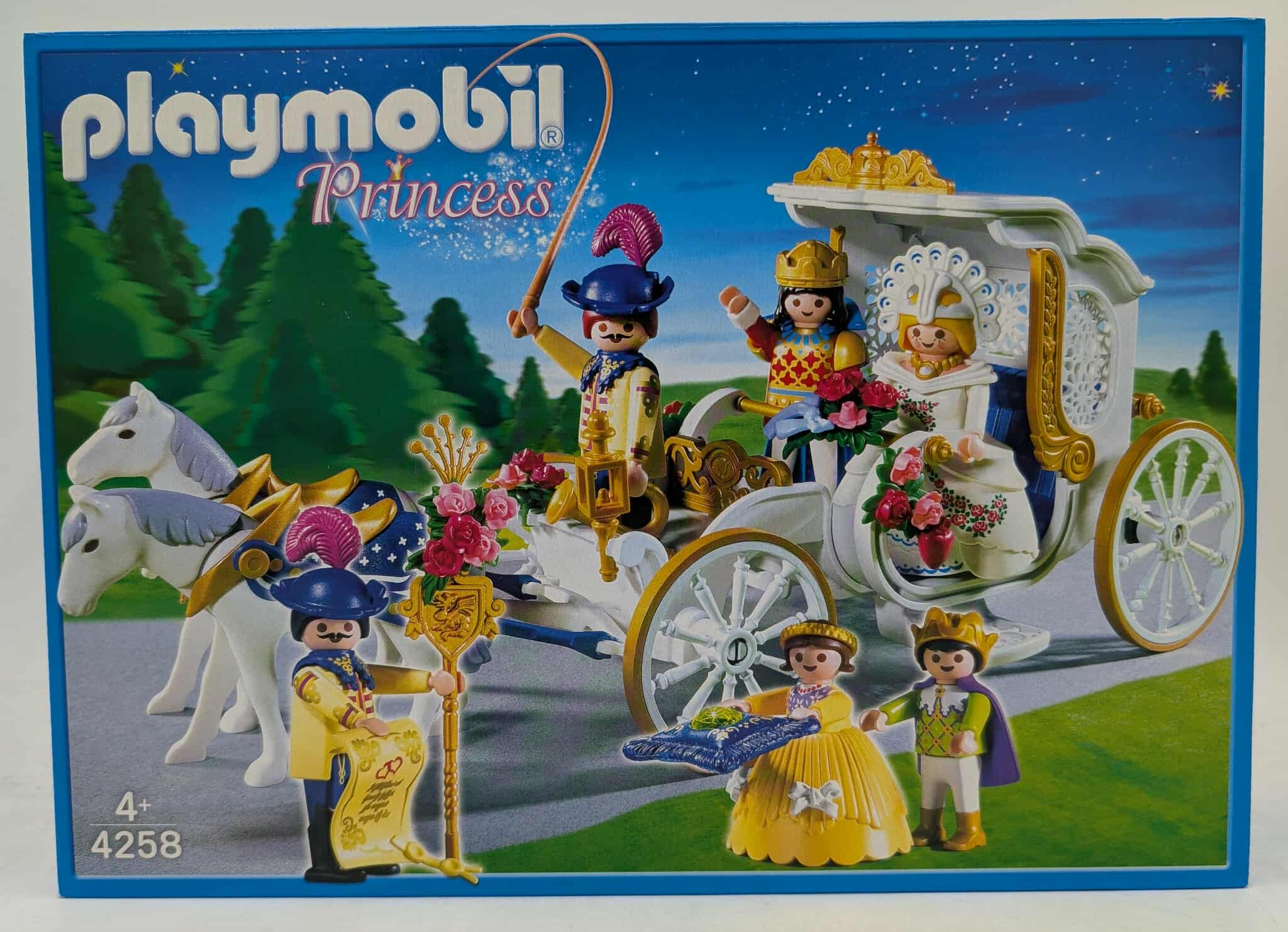 Playmobil Prinzessin-Set mit Kutsche, Pferden und Figuren einer königlichen Familie.