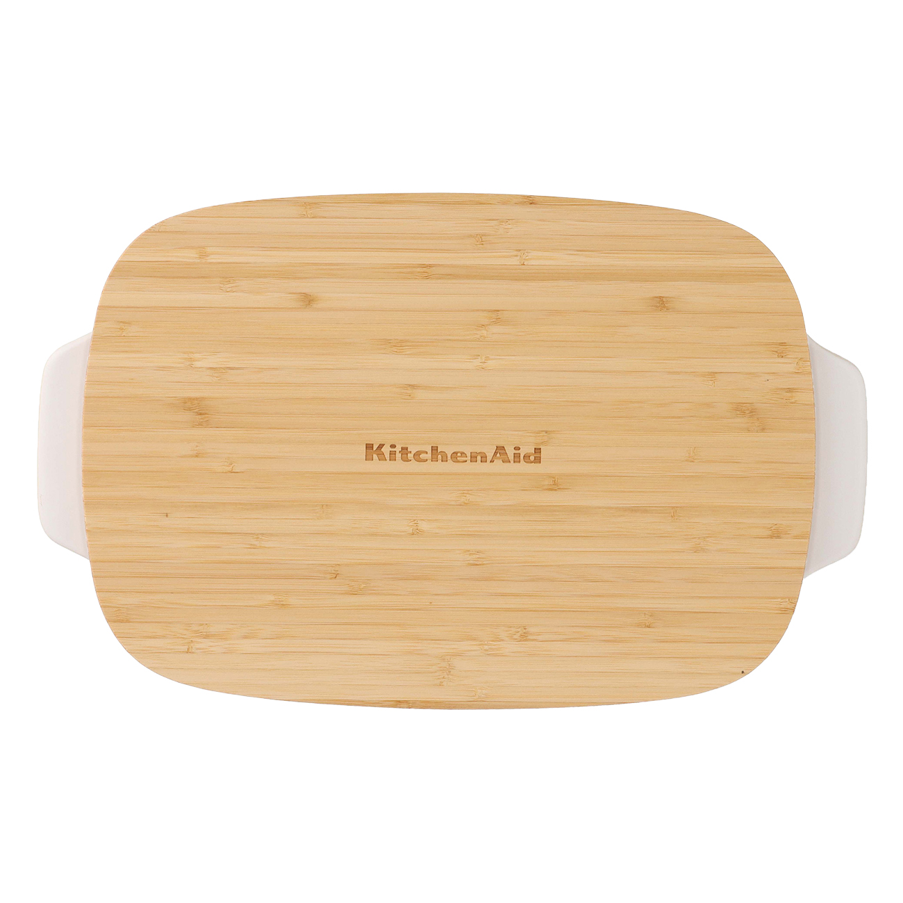 Draufsicht auf ein Holzbrett. Der Markenname 'KitchenAid' befindet sich in der Mitte.