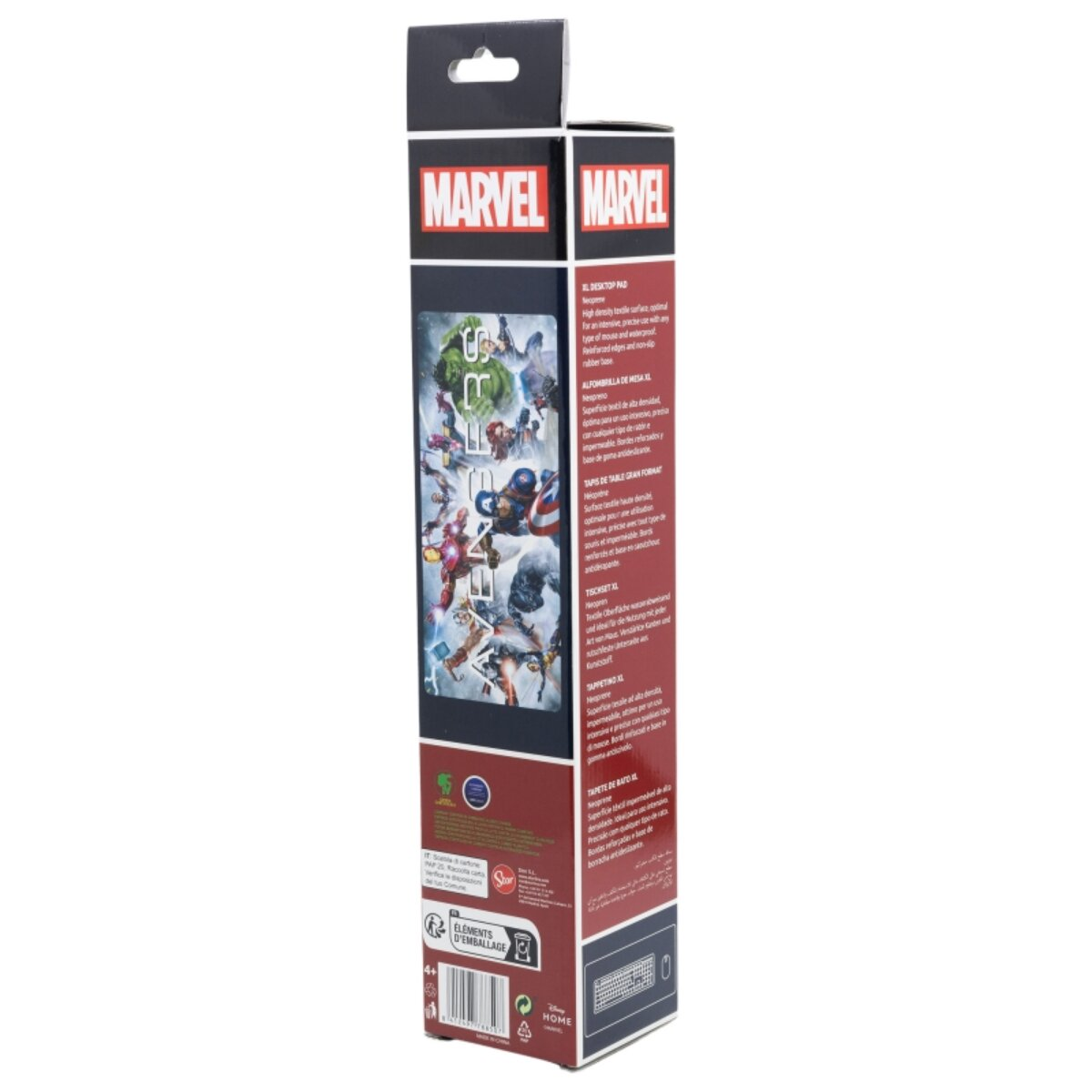 Embalaje de alfombrilla de escritorio con temática de Marvel. Personajes Marvel.