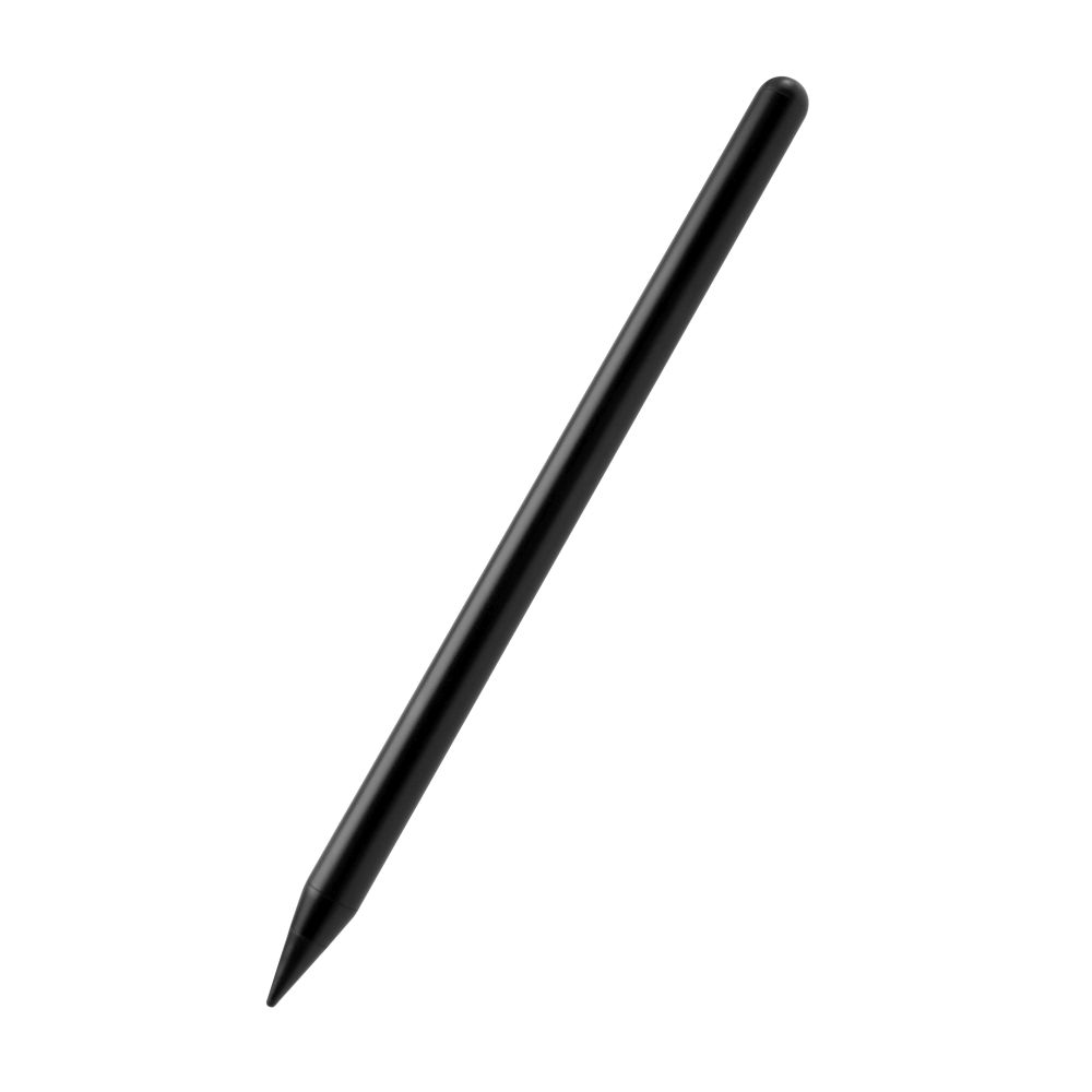 Ein schwarzer Stift ist diagonal vor weißem Hintergrund positioniert, die Spitze zeigt nach unten.
