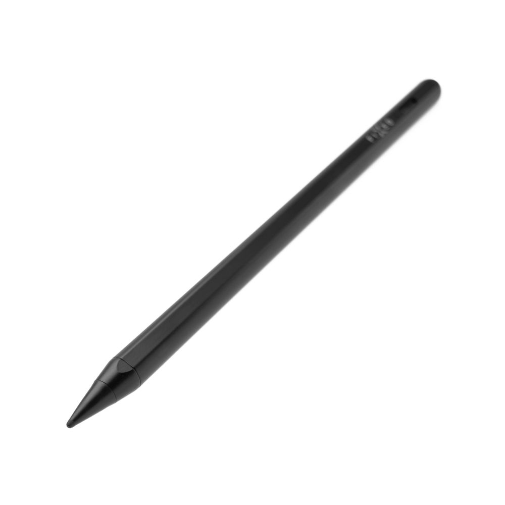 Ein schwarzer Stift vor weißem Hintergrund. Der Stift ist angewinkelt und leicht nach links gerichtet.