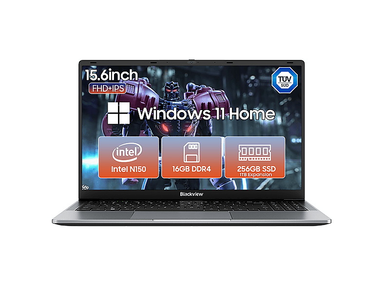 BLACKVIEW AceBook 6, Laptop, mit 15,6 Zoll Display, Intel® N-Series, 16 GB RAM, 256 GB SSD, Intel® UHD Graphics, Grau, Windows 11 Home