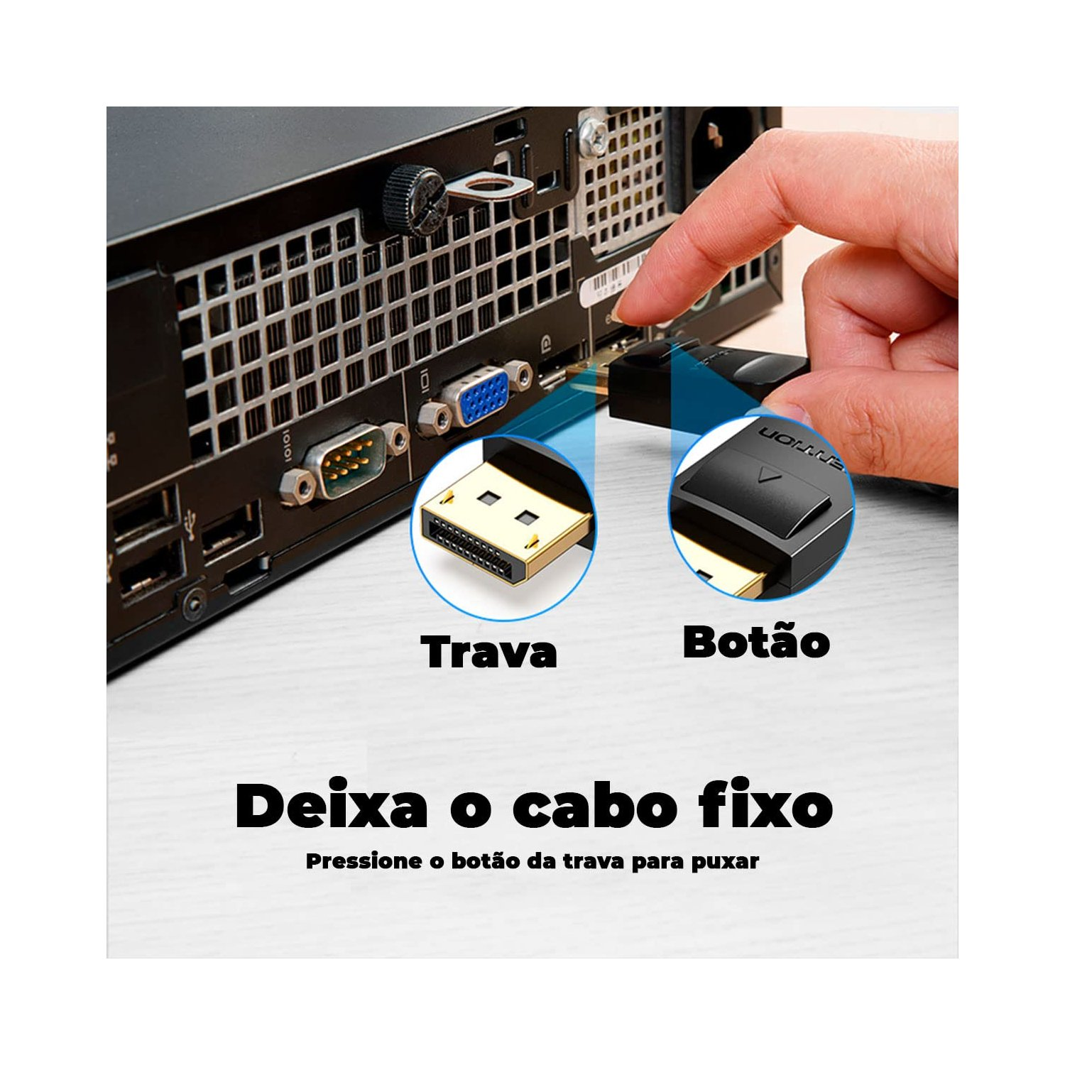 Diagrama que muestra la conexión de un dispositivo a una computadora, con etiquetas en portugués.