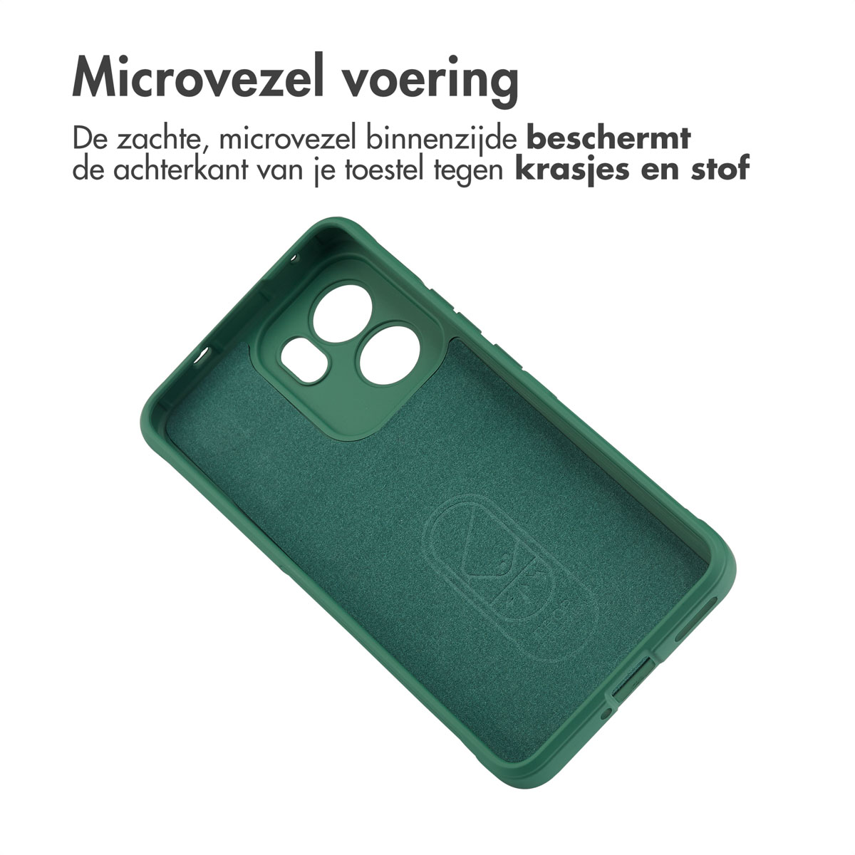 Intérieur de coque verte montrant une doublure en microfibre douce.