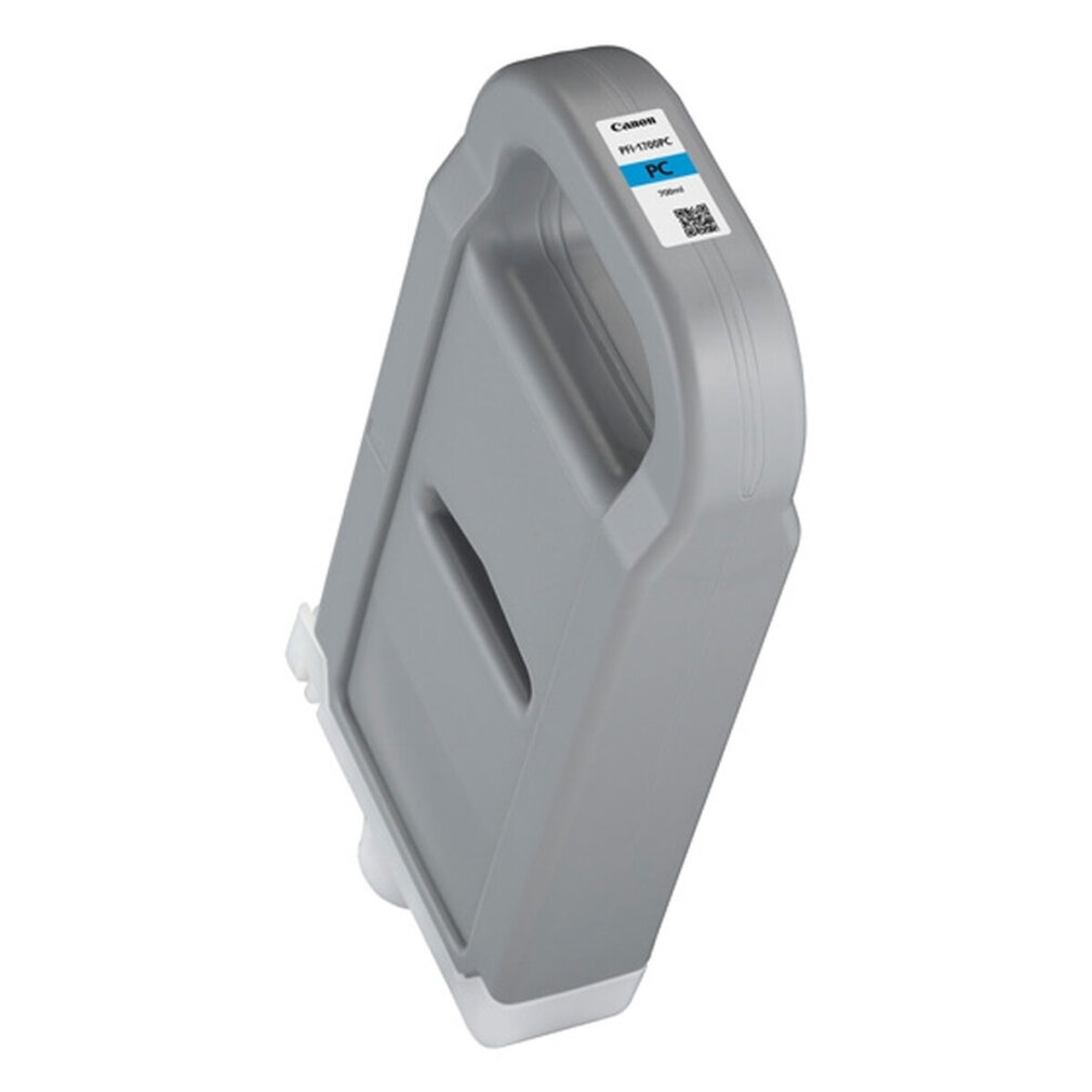 Canon PFI-1700PC inktreservoir, lichtblauw en grijs, met blauwe labels.
