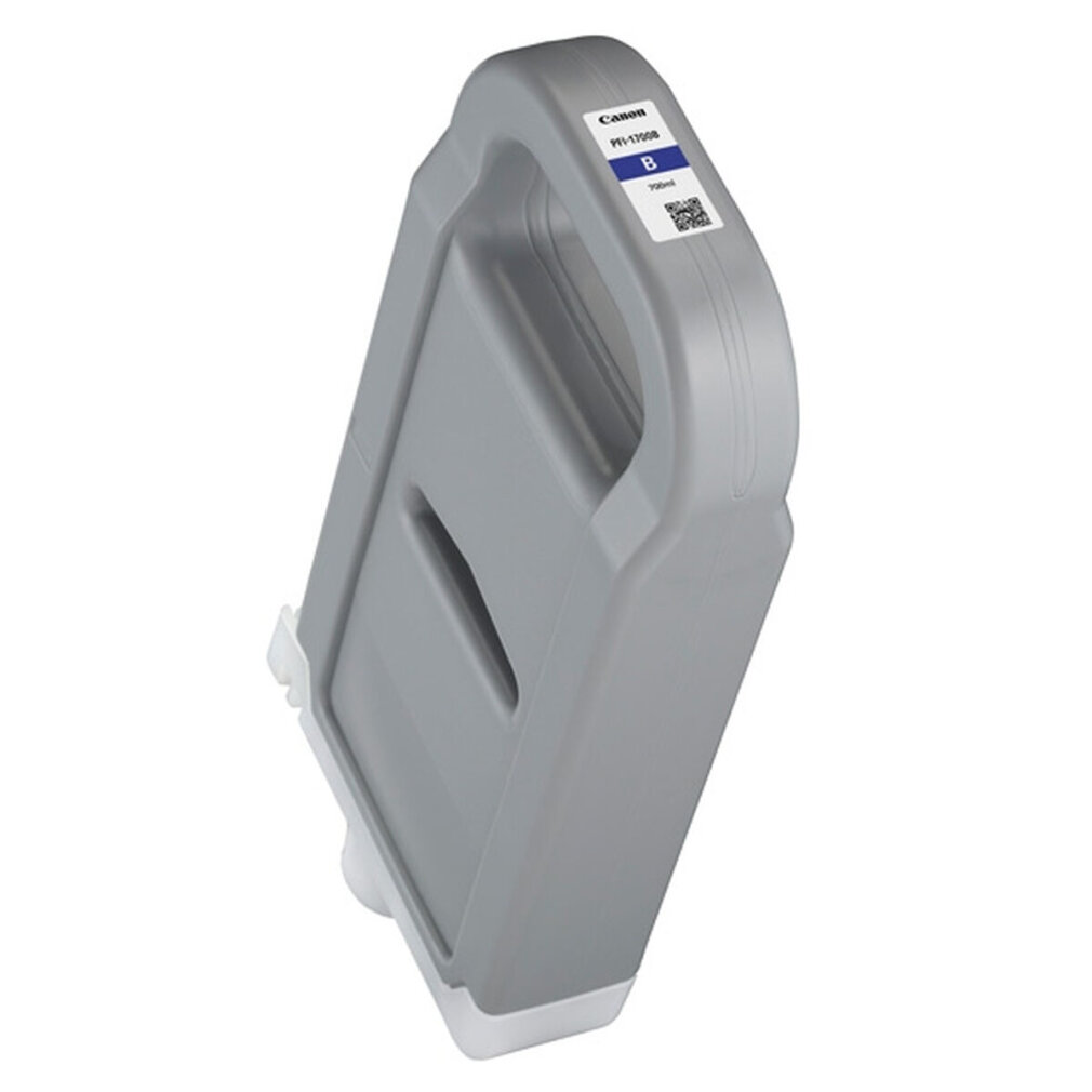 Een grijze inktcartridge met een handvat. Het heeft een Canon-label en de tekst PFI-1200B.