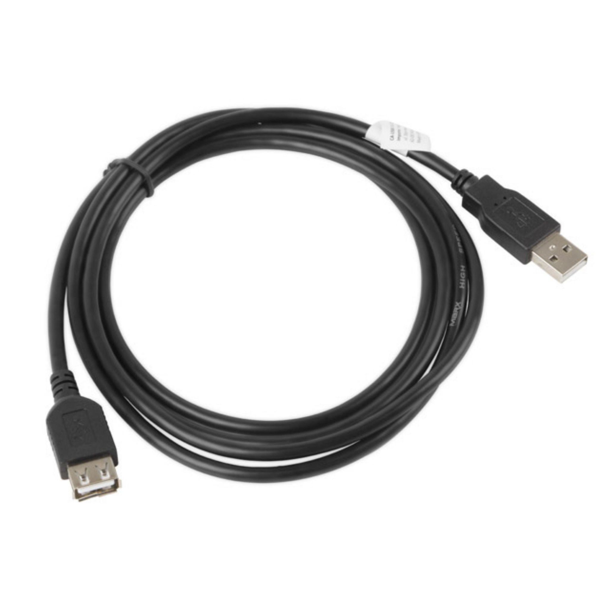 Cavo USB nero con connettori USB-A e USB-B.