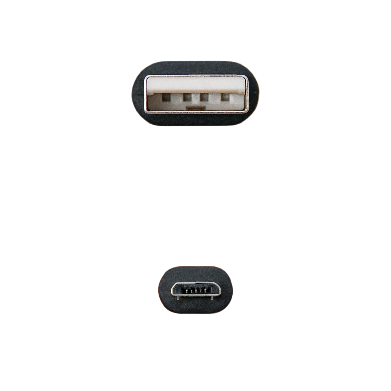 Dos conectores USB. Uno es USB-A estándar y el otro es un puerto micro-USB.