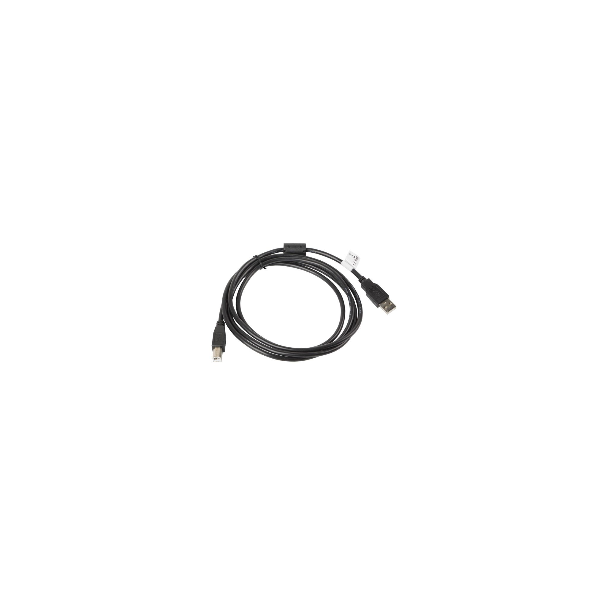 Un cavo USB nero, ad anello, con connettori USB.