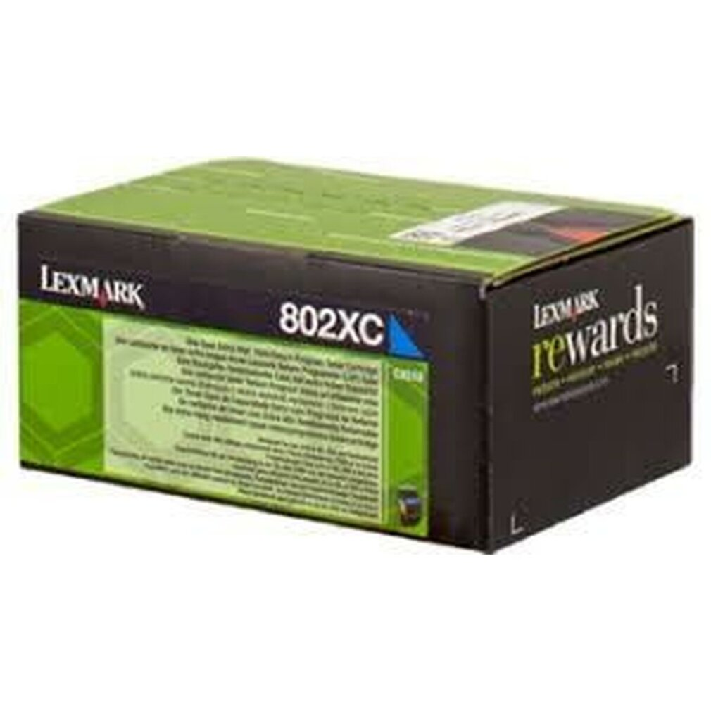 Scatola della cartuccia toner Lexmark. La scatola è verde e nera con il marchio Lexmark.