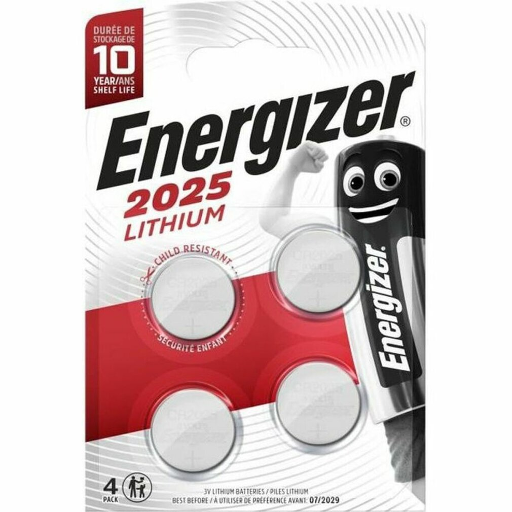 Opakowanie baterii litowych Energizer 2025. Opakowanie jest czerwono-białe.