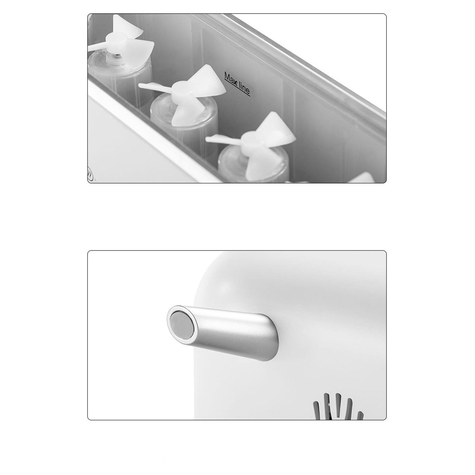 Nahaufnahmen von Luftbefeuchterkomponenten. Enthält eine Ansicht der Ventilatoren und das Griffdetail.