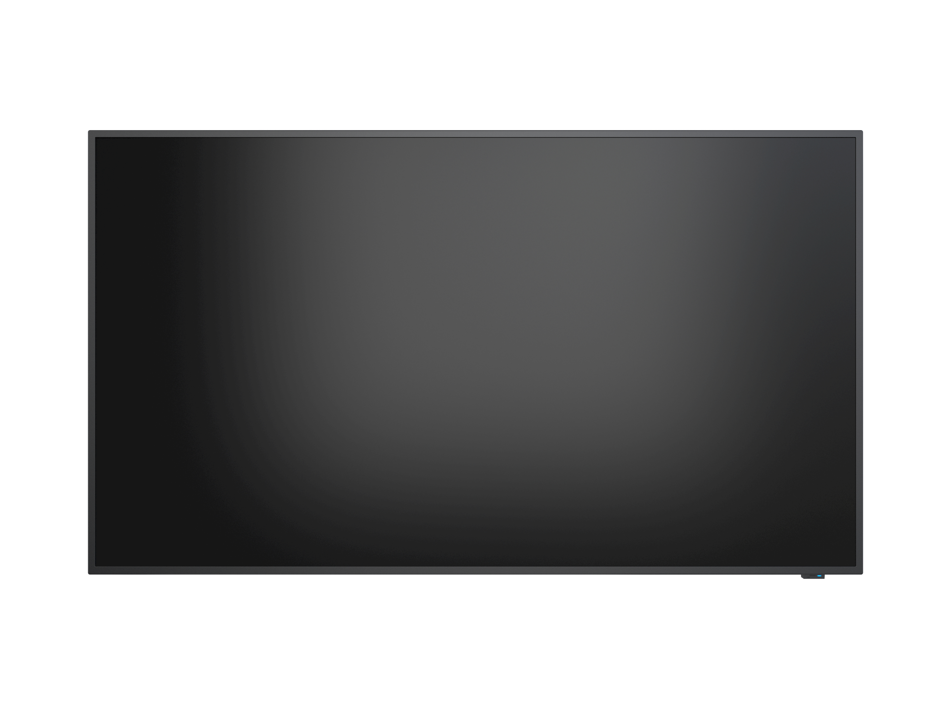 L'immagine mostra un monitor con uno schermo scuro vuoto su uno sfondo bianco.