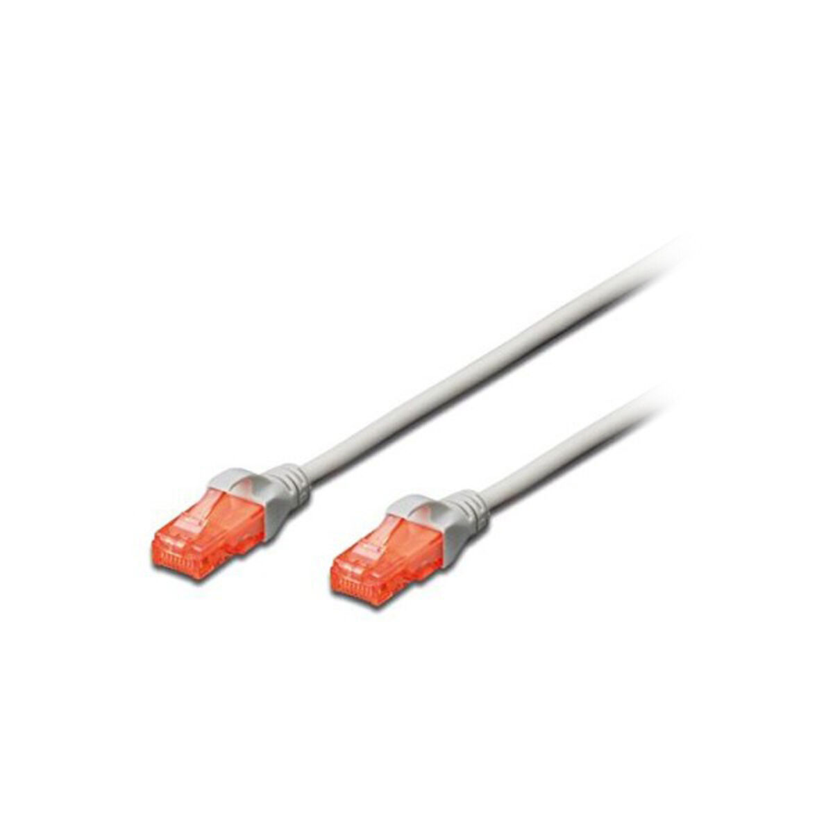 Due cavi Ethernet bianchi con connettori arancioni. I cavi sono su sfondo bianco.
