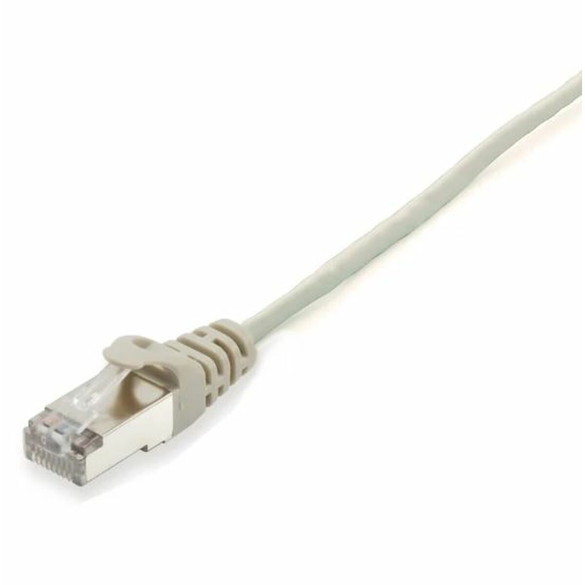 Un câble réseau gris avec un seul connecteur.