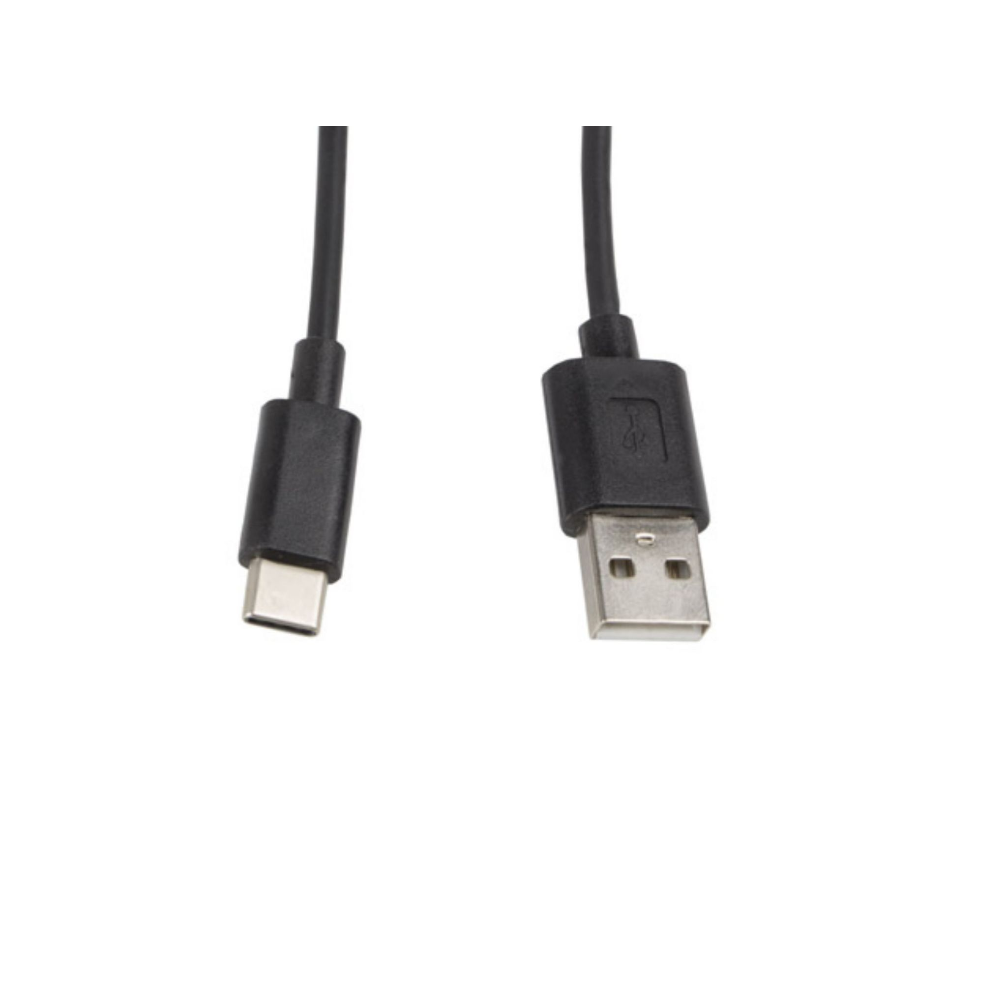 Cavo USB nero con un connettore USB-A a un'estremità e un connettore USB-C all'altra.