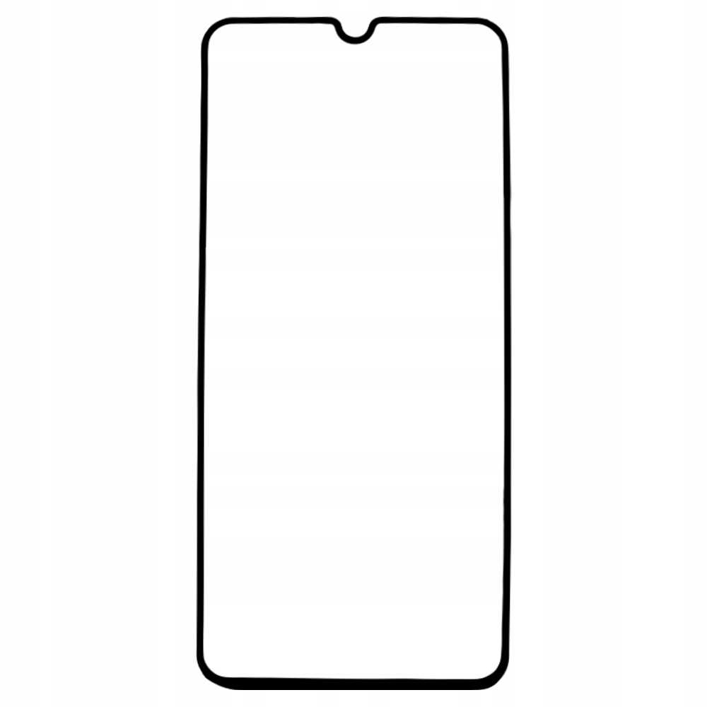 Przezroczysty ochraniacz ekranu do telefonu. Ma czarną obwódkę i wcięcie na górze.